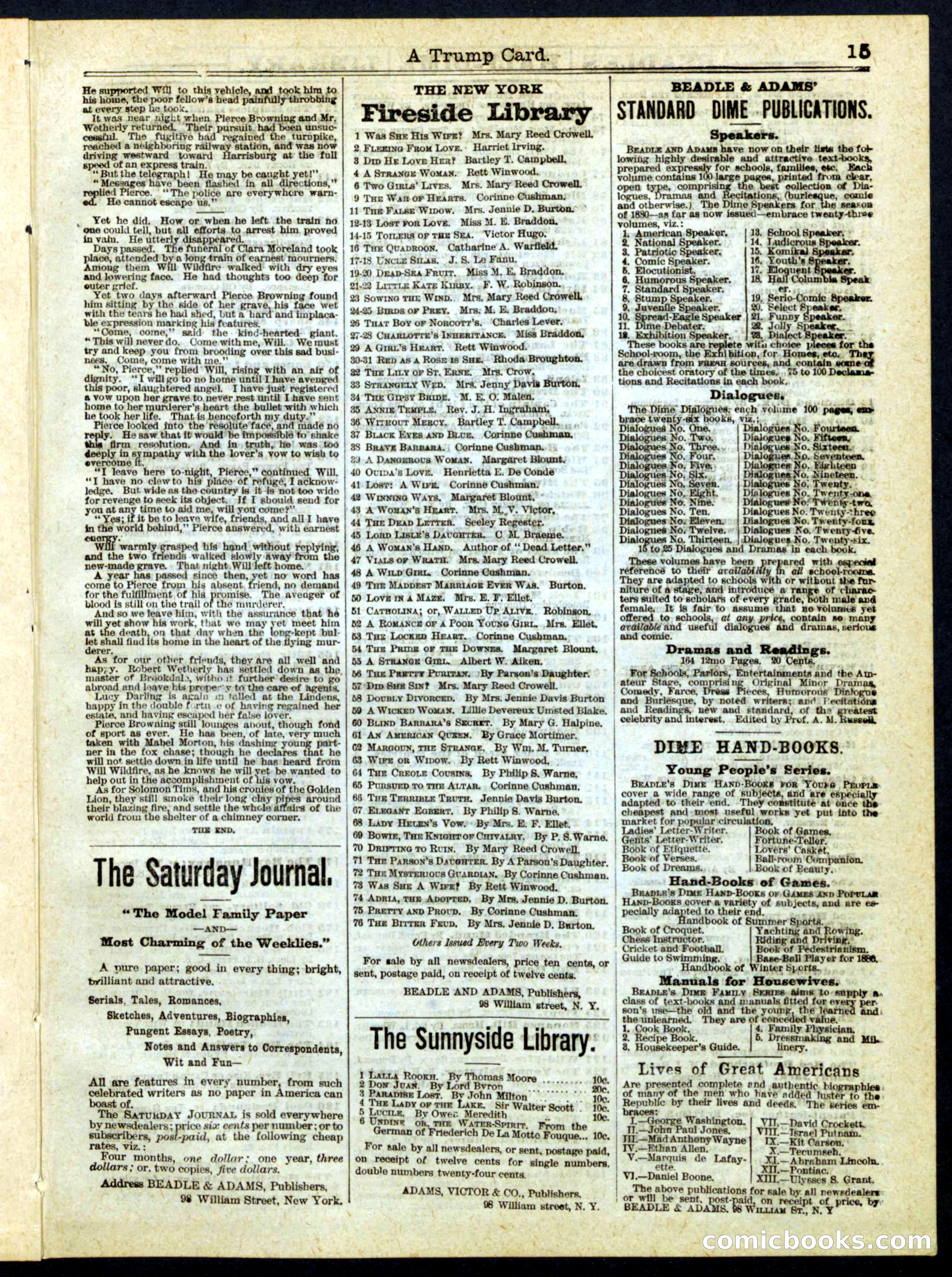 Beadle's Half Dime Library No. 170 — page 15 of 16