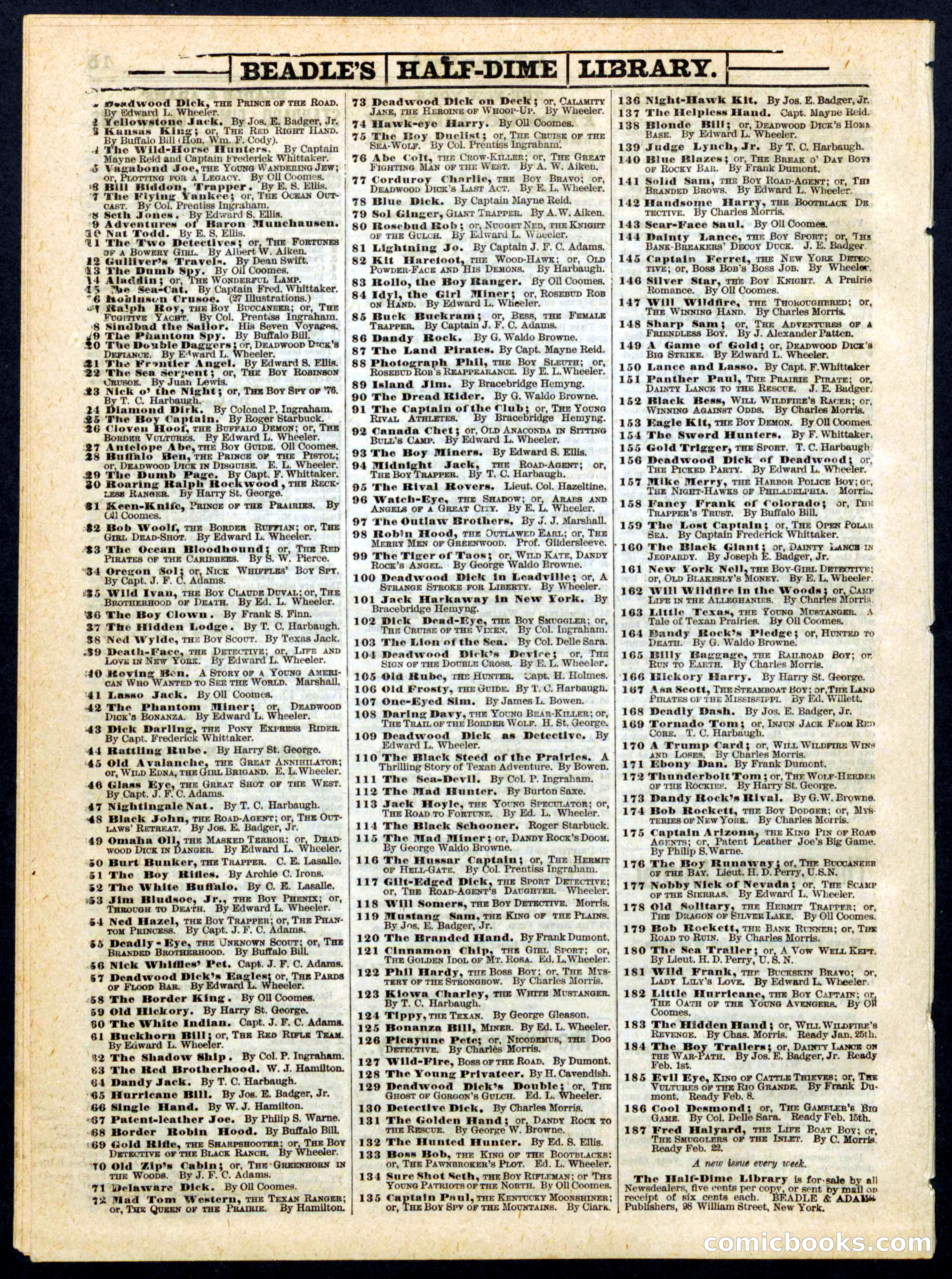 Beadle's Half Dime Library No. 170 — page 16 of 16