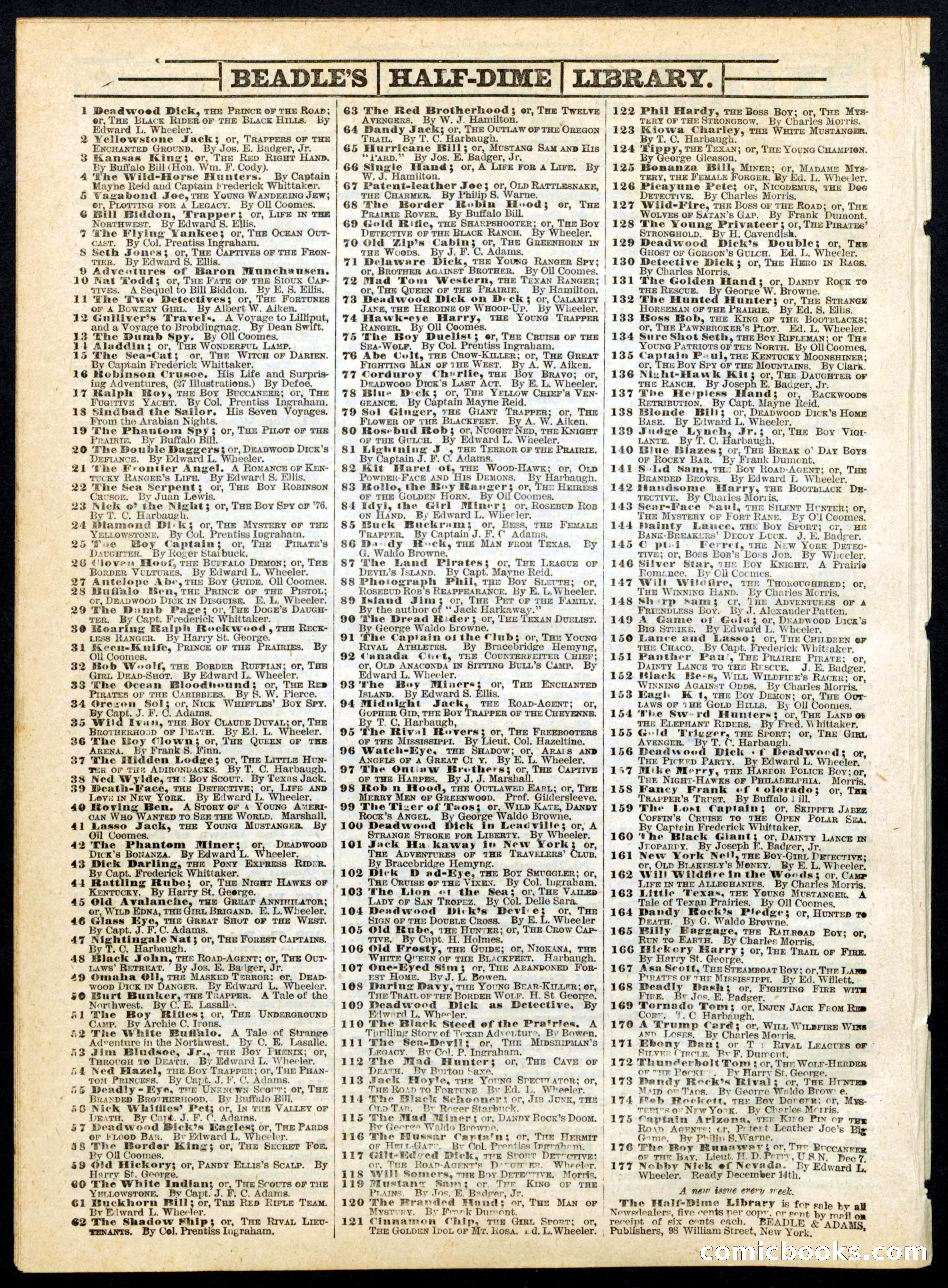 Beadle's Half Dime Library No. 173 — page 16 of 16