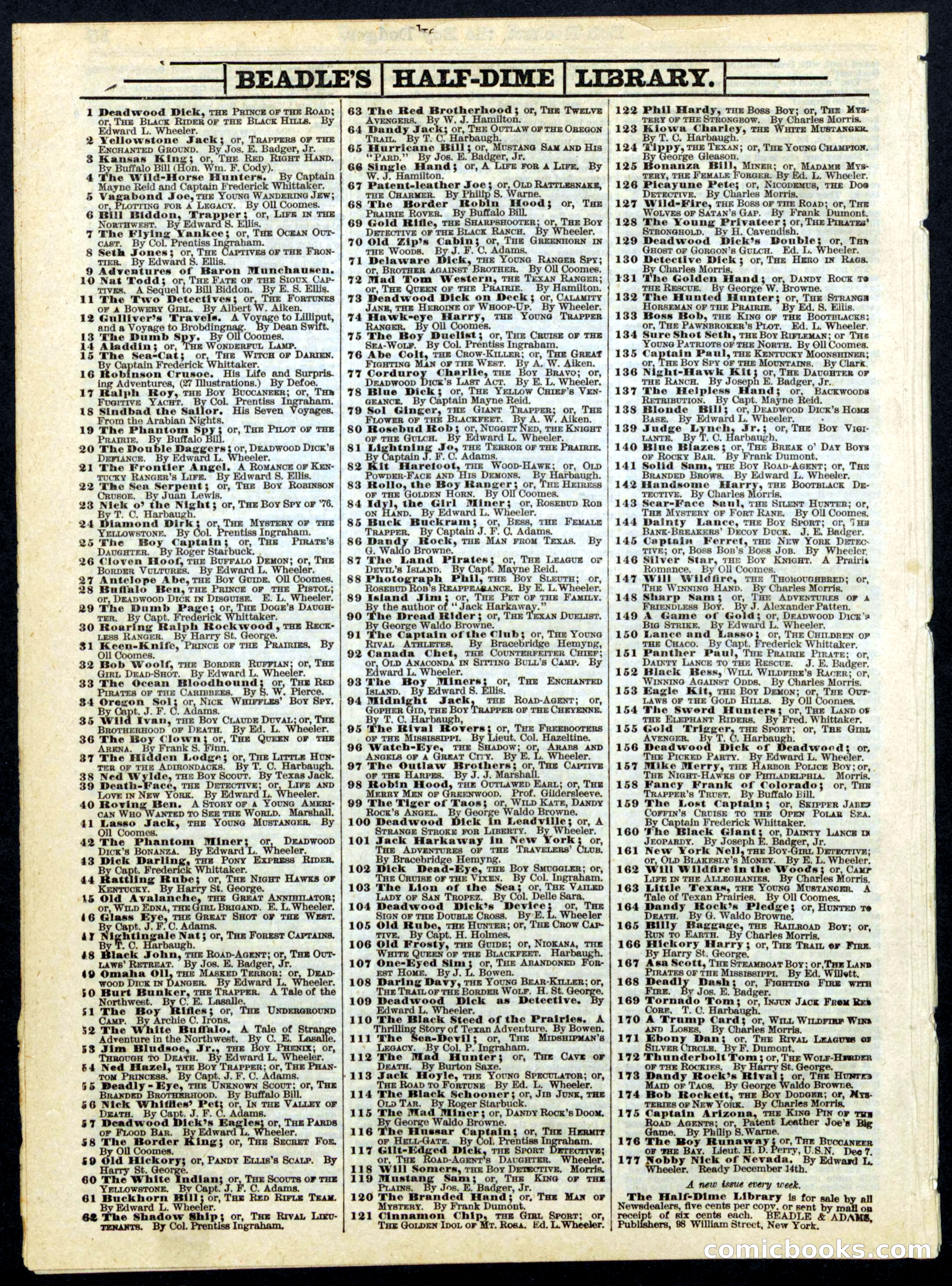 Beadle's Half Dime Library No. 174 — page 16 of 16