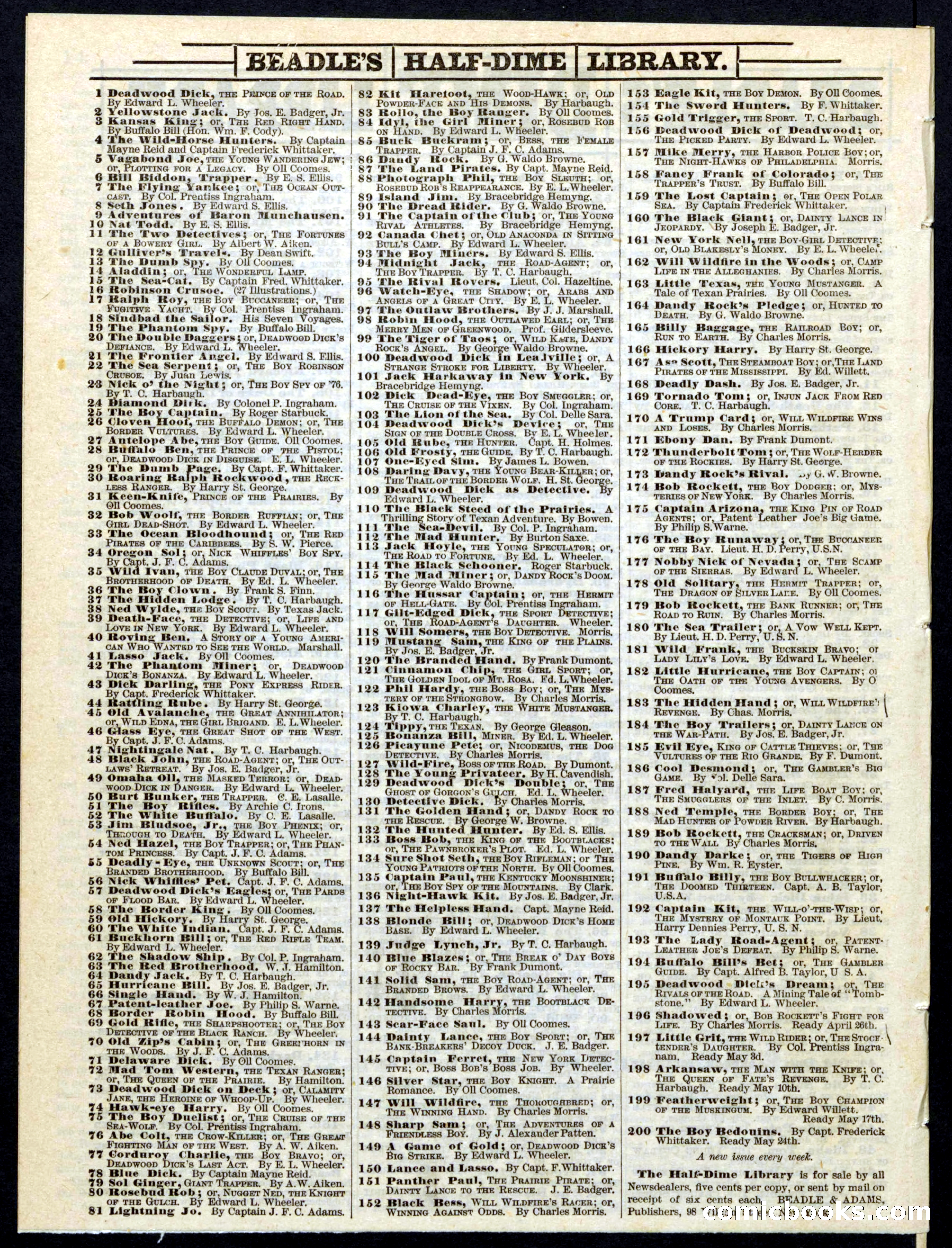 Beadle's Half Dime Library No. 197 — page 16 of 16