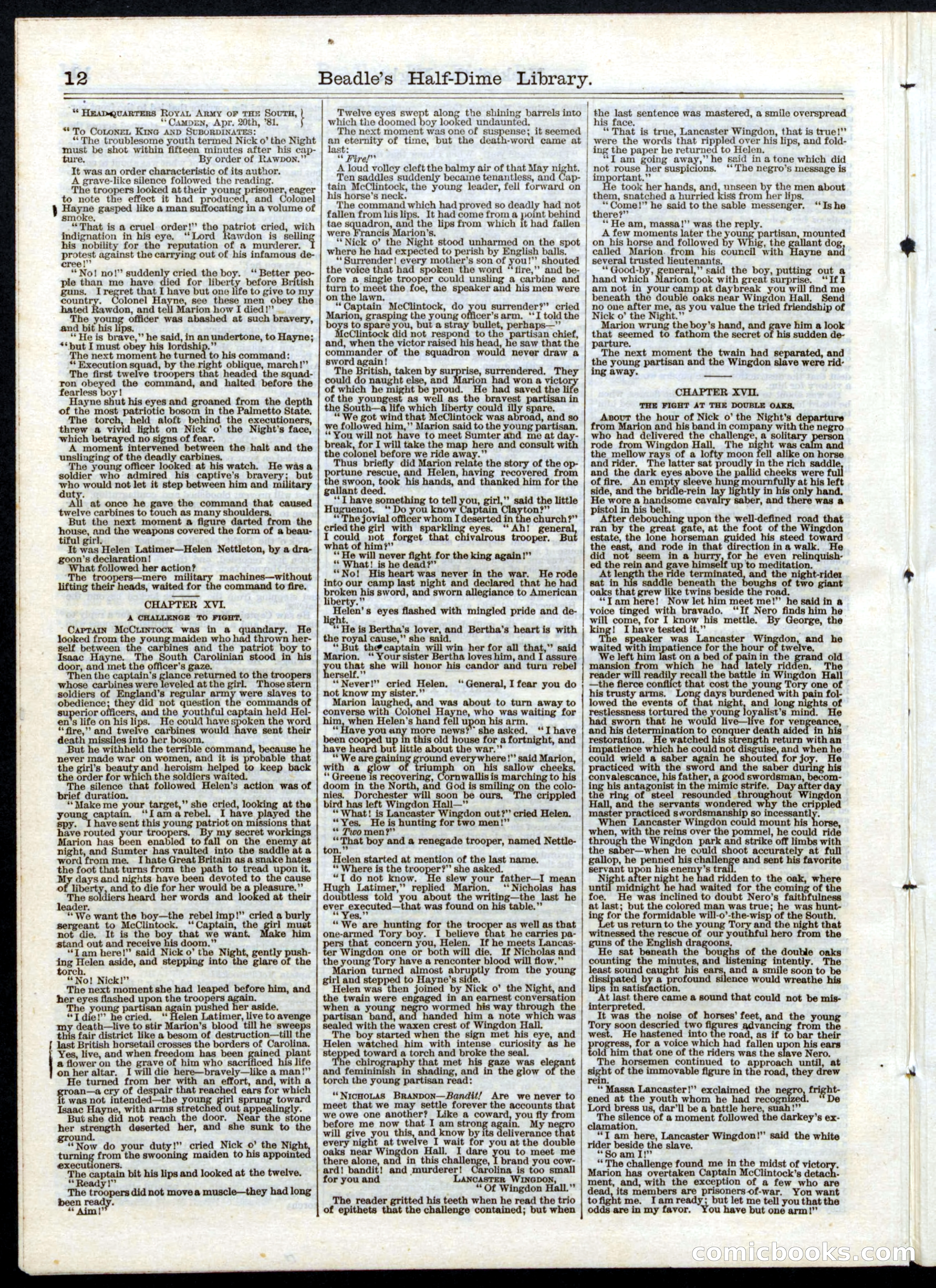 Beadle's Half Dime Library, No. 23 — page 12 of 16