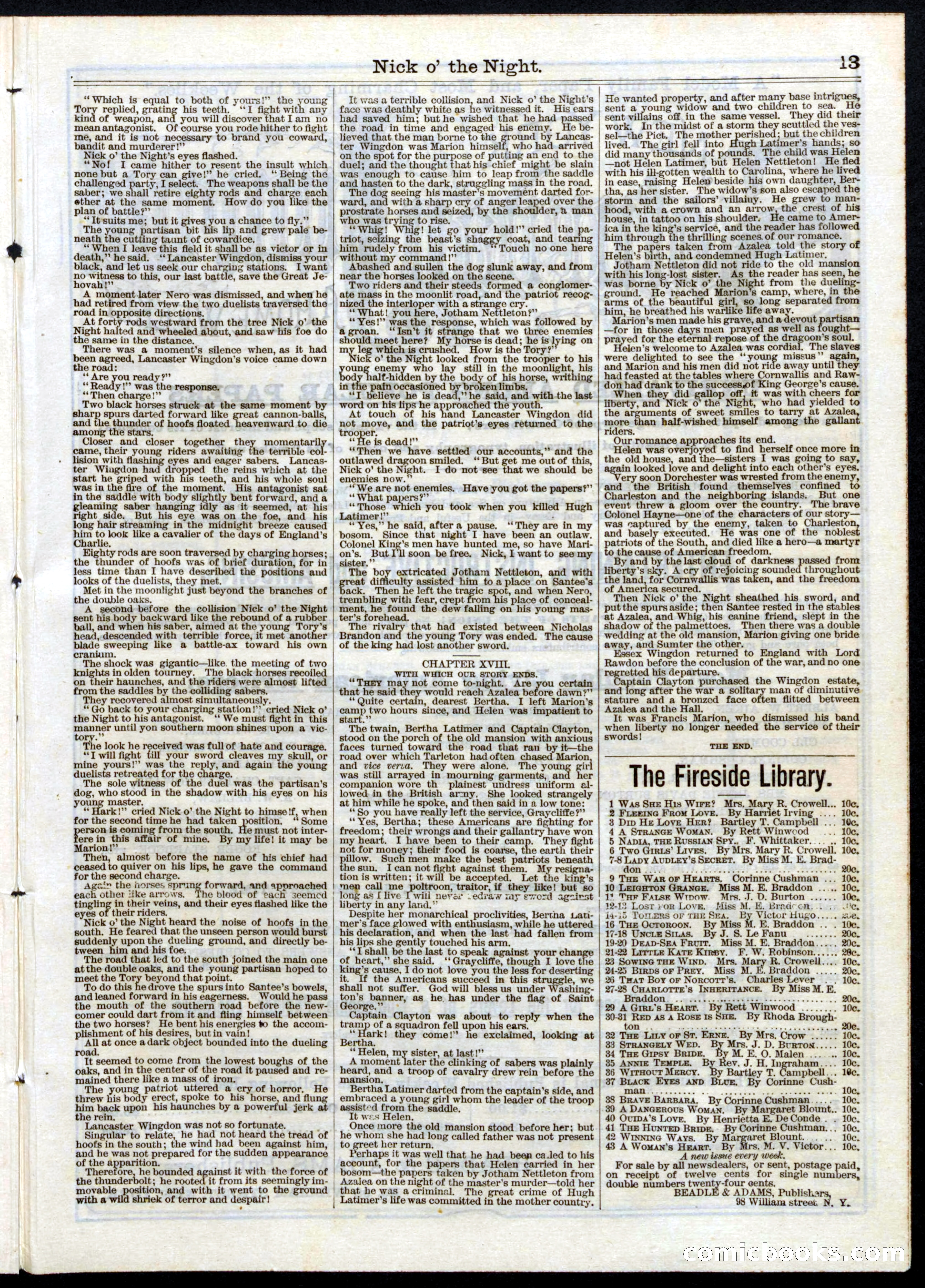 Beadle's Half Dime Library, No. 23 — page 13 of 16