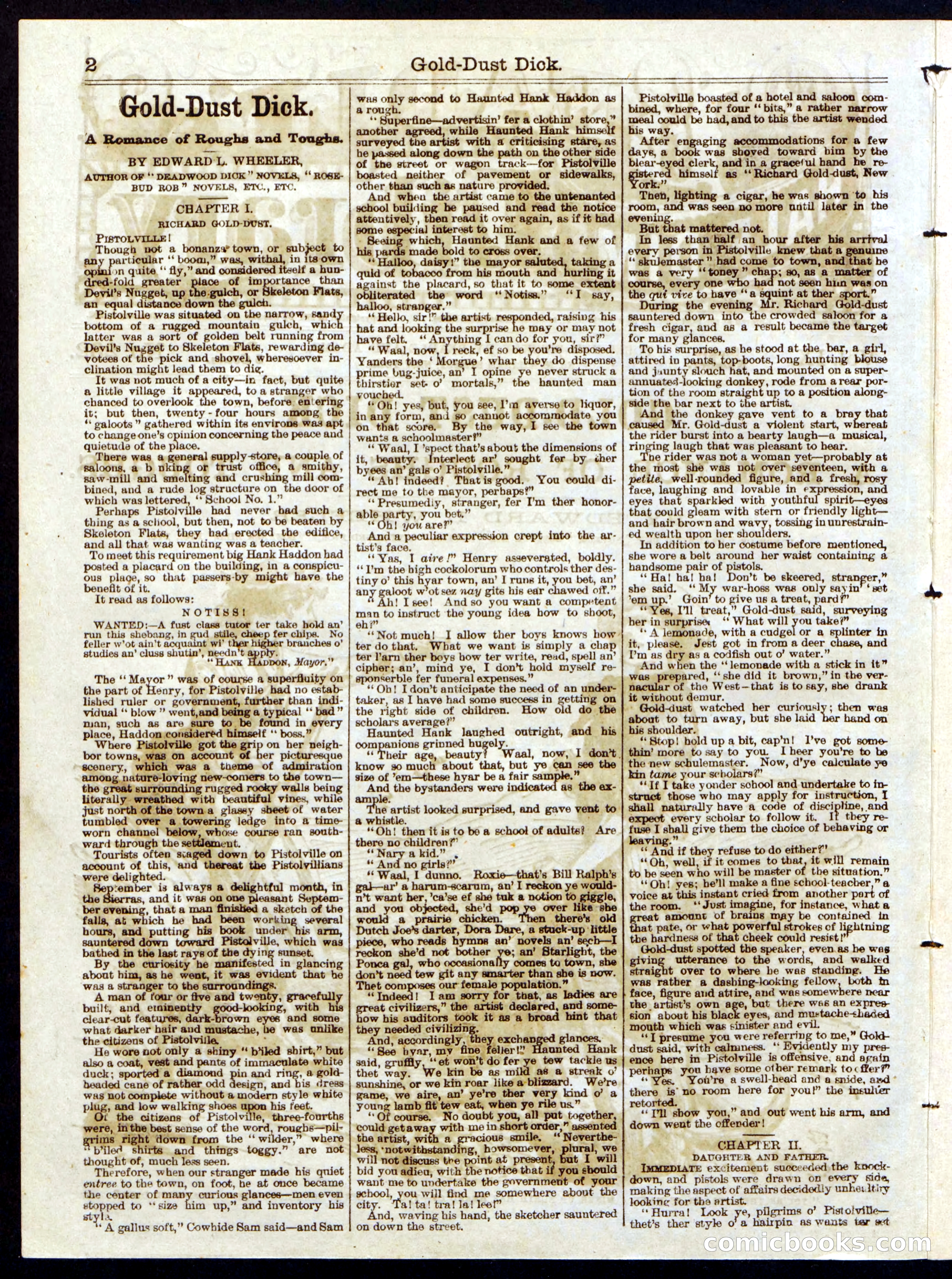 Beadle's Half Dime Library No. 232: 'Gold-Dust Dick' — page 2 of 16