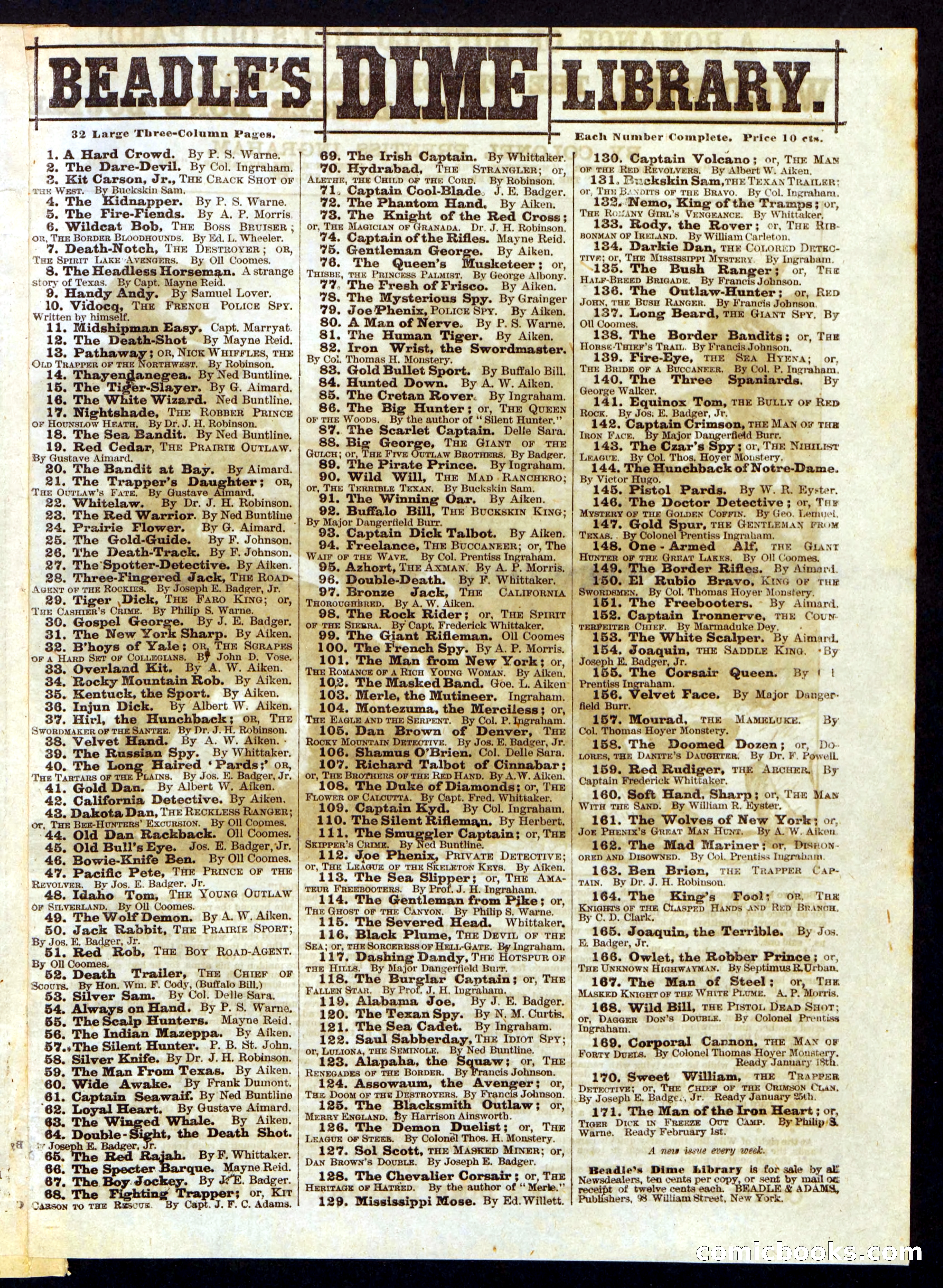Beadle's Half Dime Library, No. 234 — page 19 of 20
