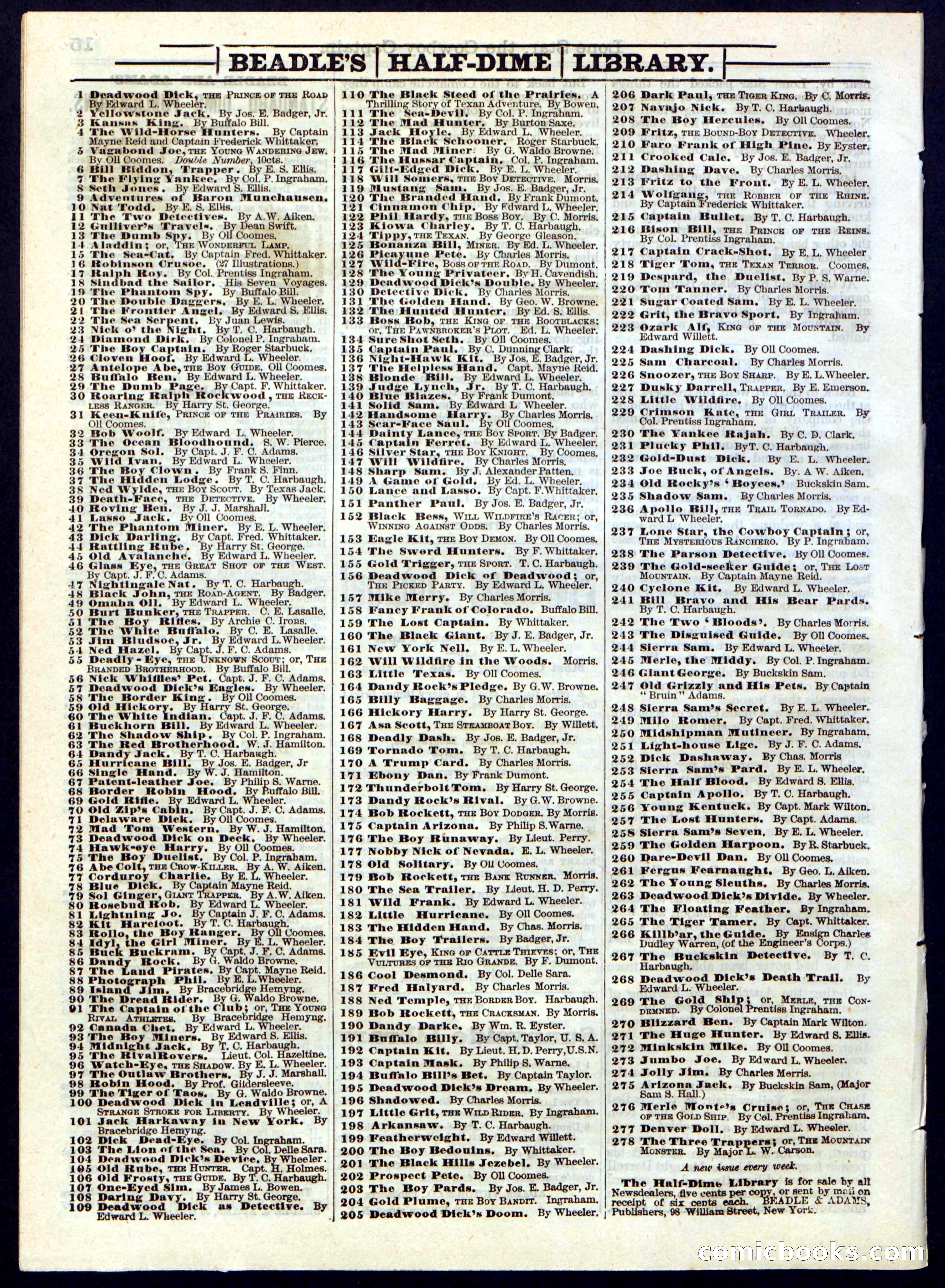 Beadle's Half Dime Library, No. 237 — page 16 of 16