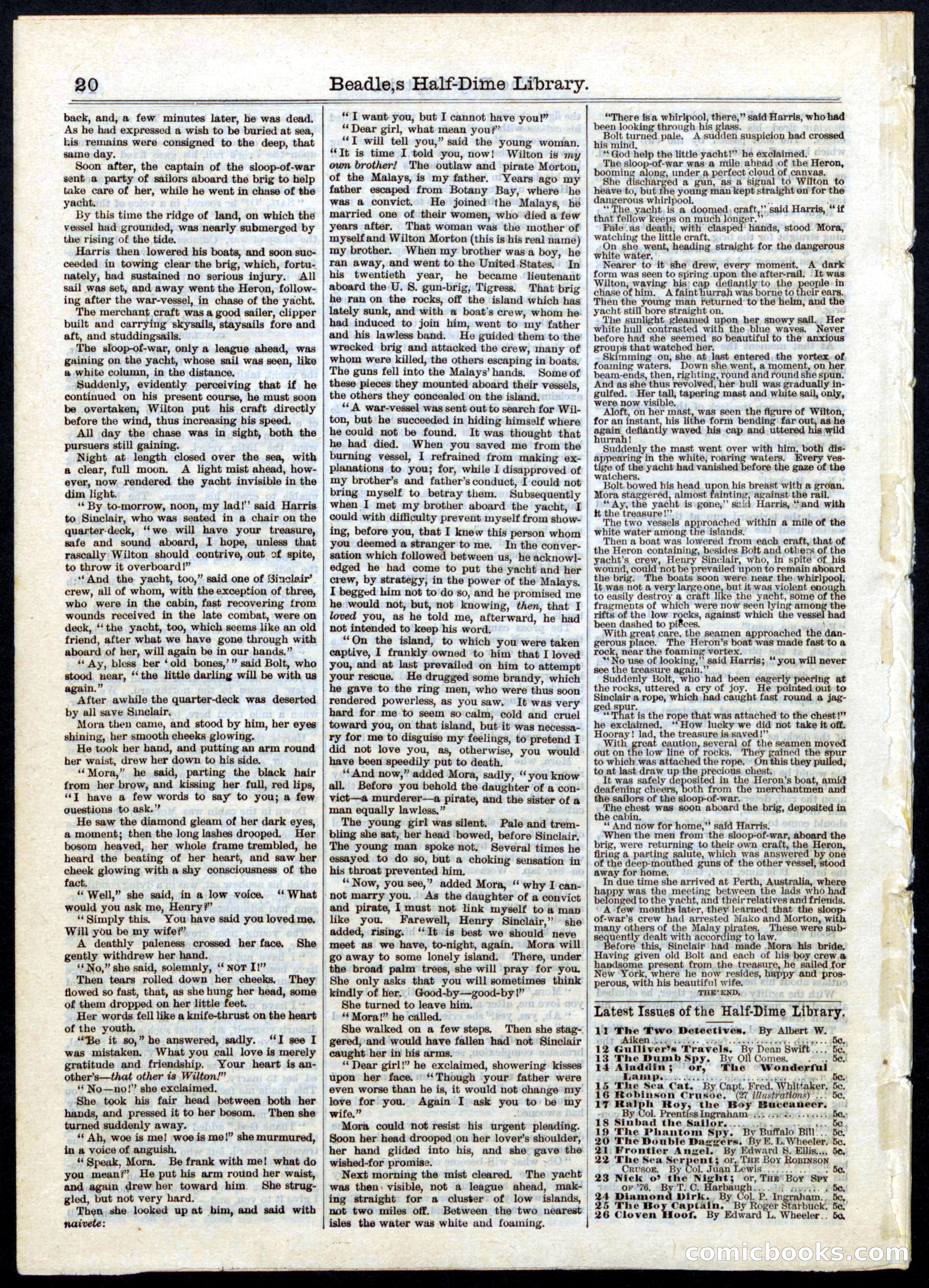 Beadle's Half Dime Library, No. 25 — page 20 of 20