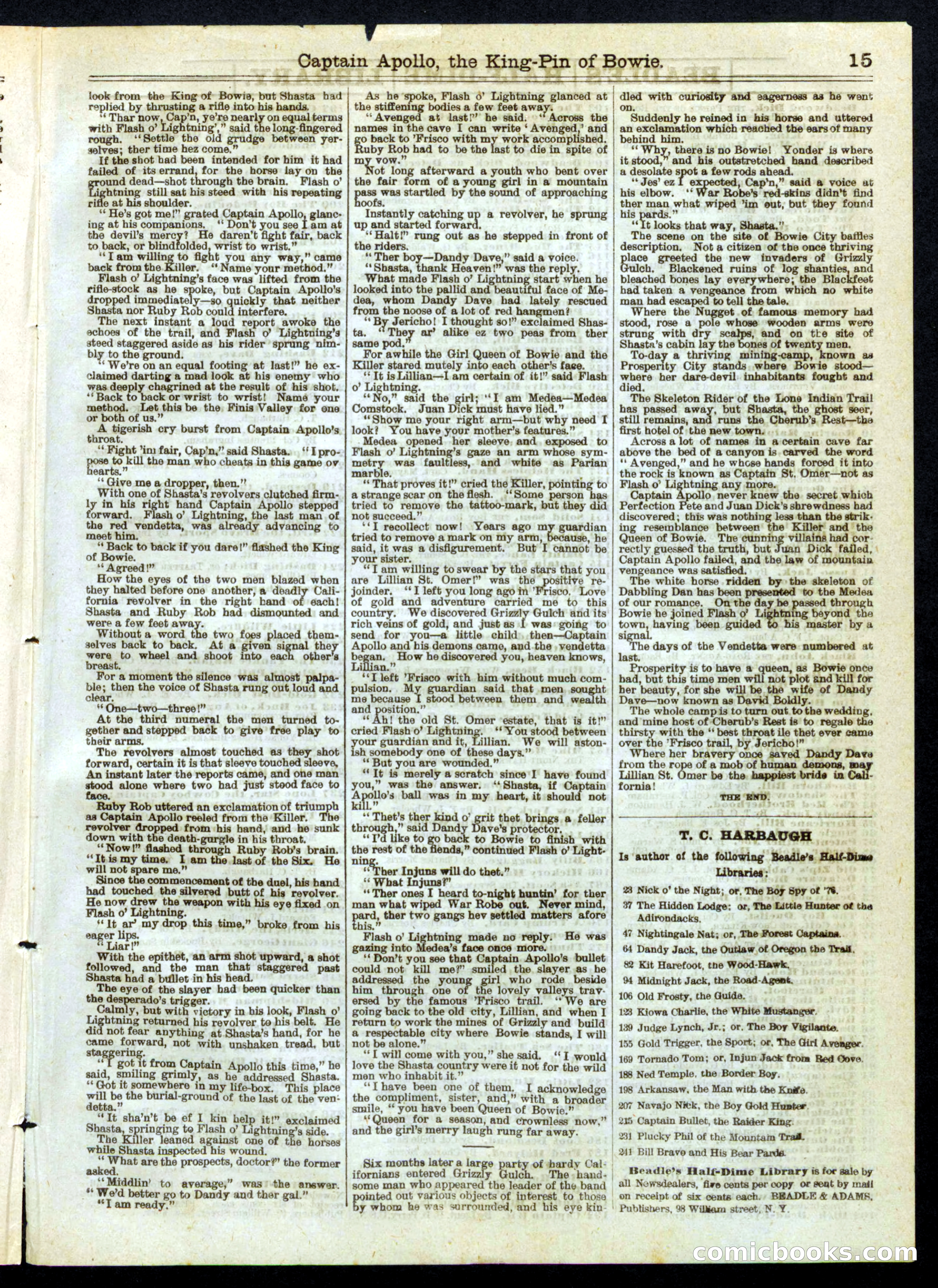 Beadle's Half Dime Library No. 255 — page 15 of 16