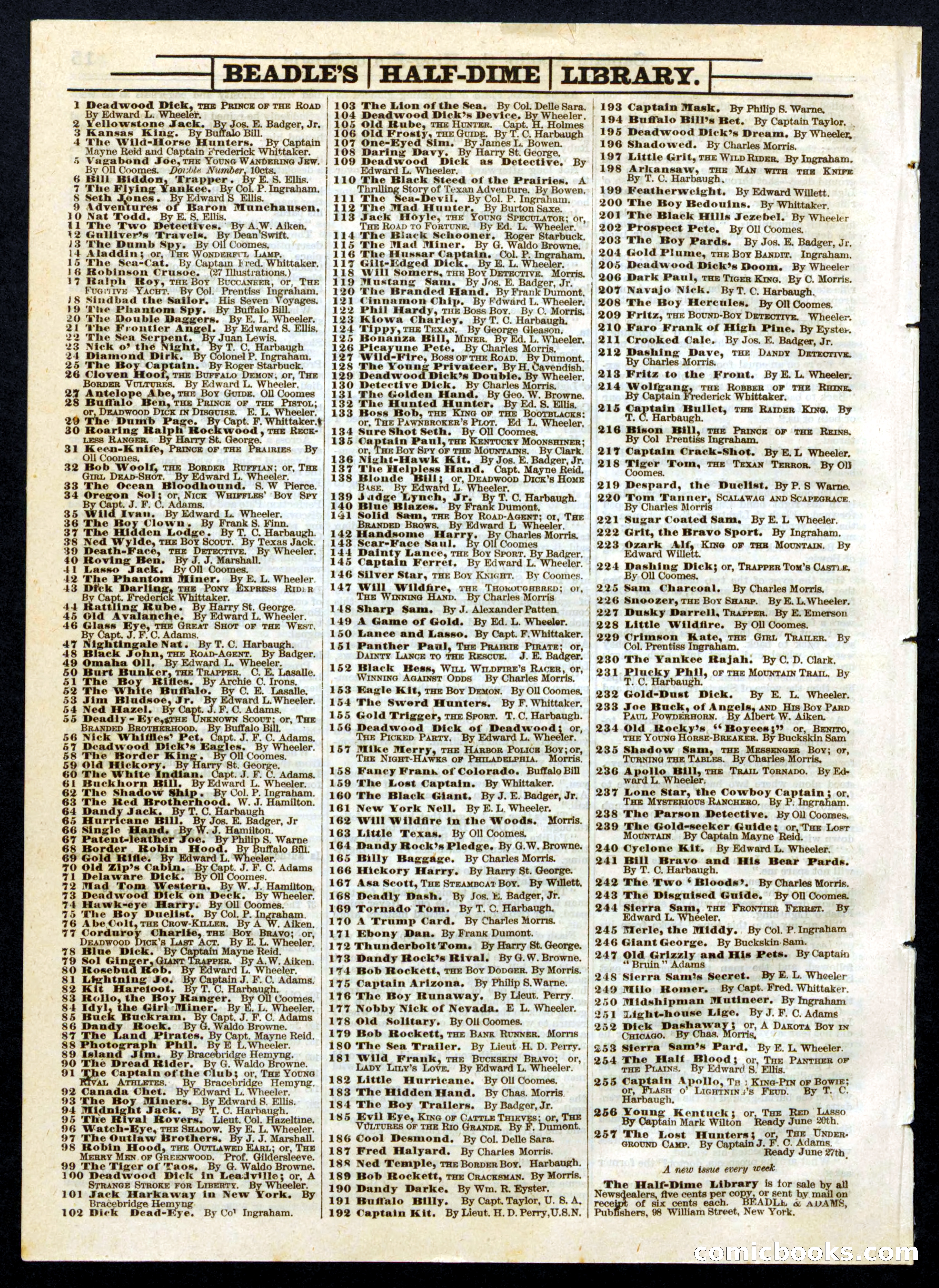 Beadle's Half Dime Library No. 255 — page 16 of 16