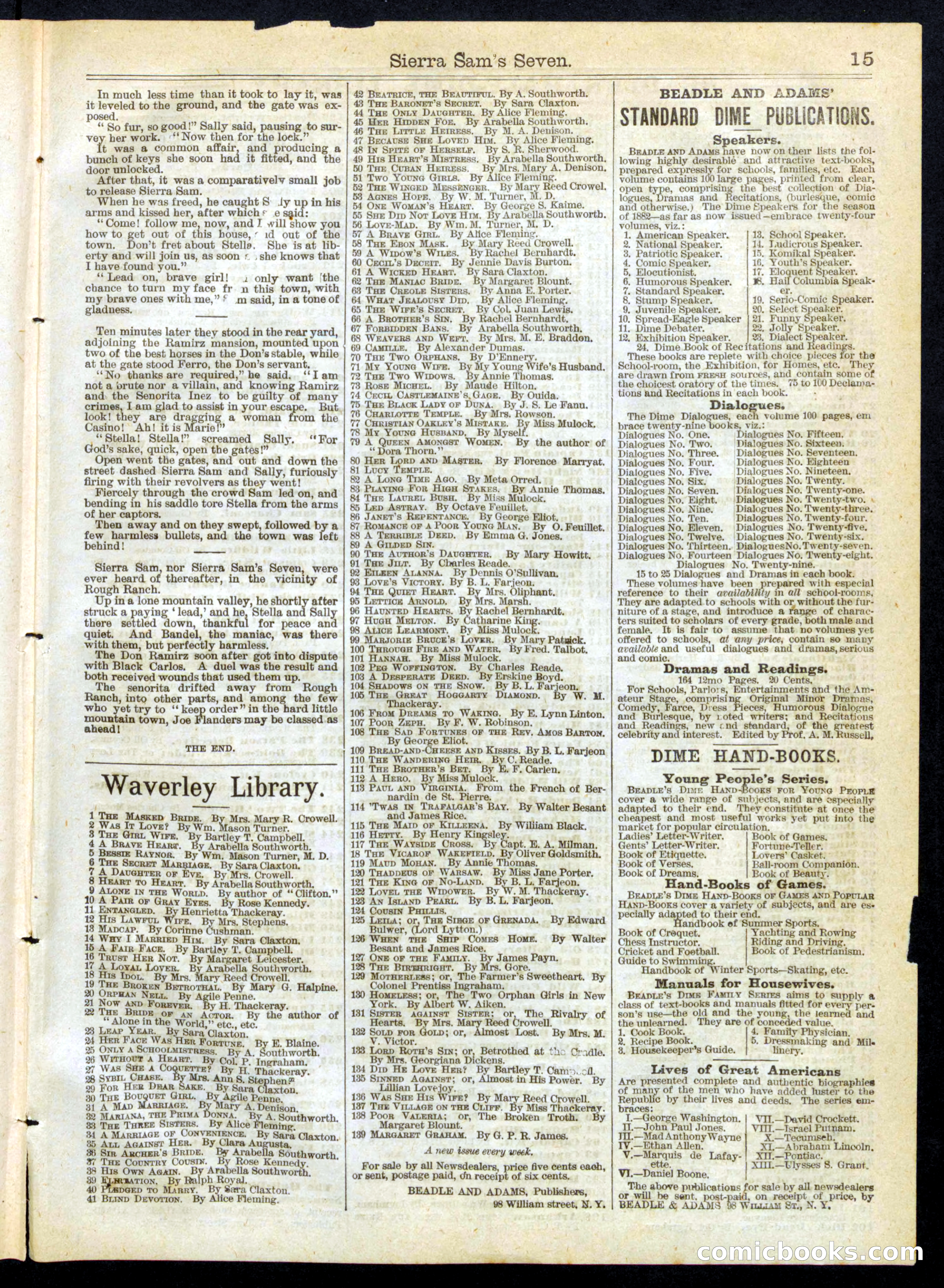 Beadle's Half Dime Library No. 258 — page 15 of 16