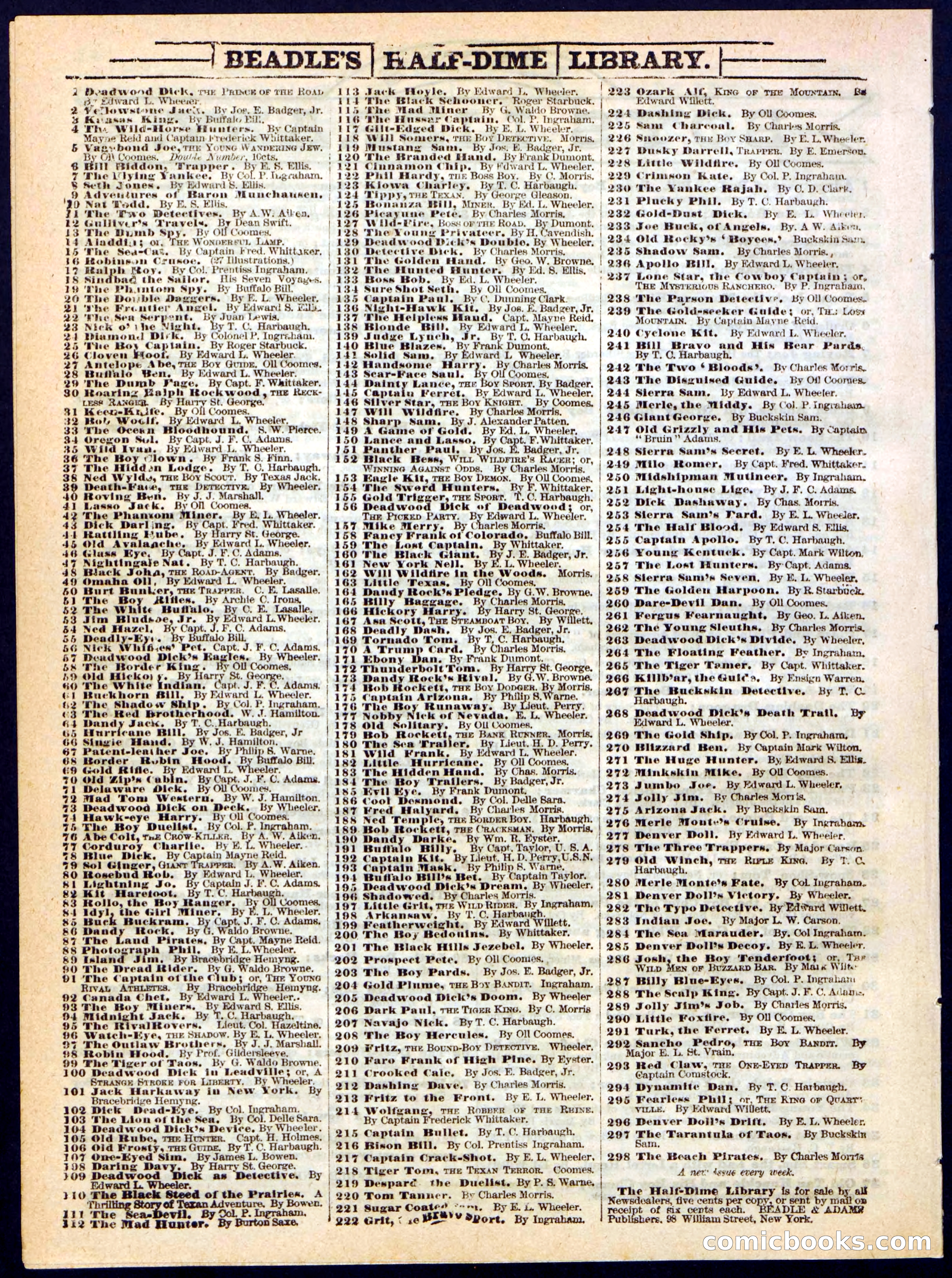 Beadle's Half Dime Library No. 282 — page 16 of 16