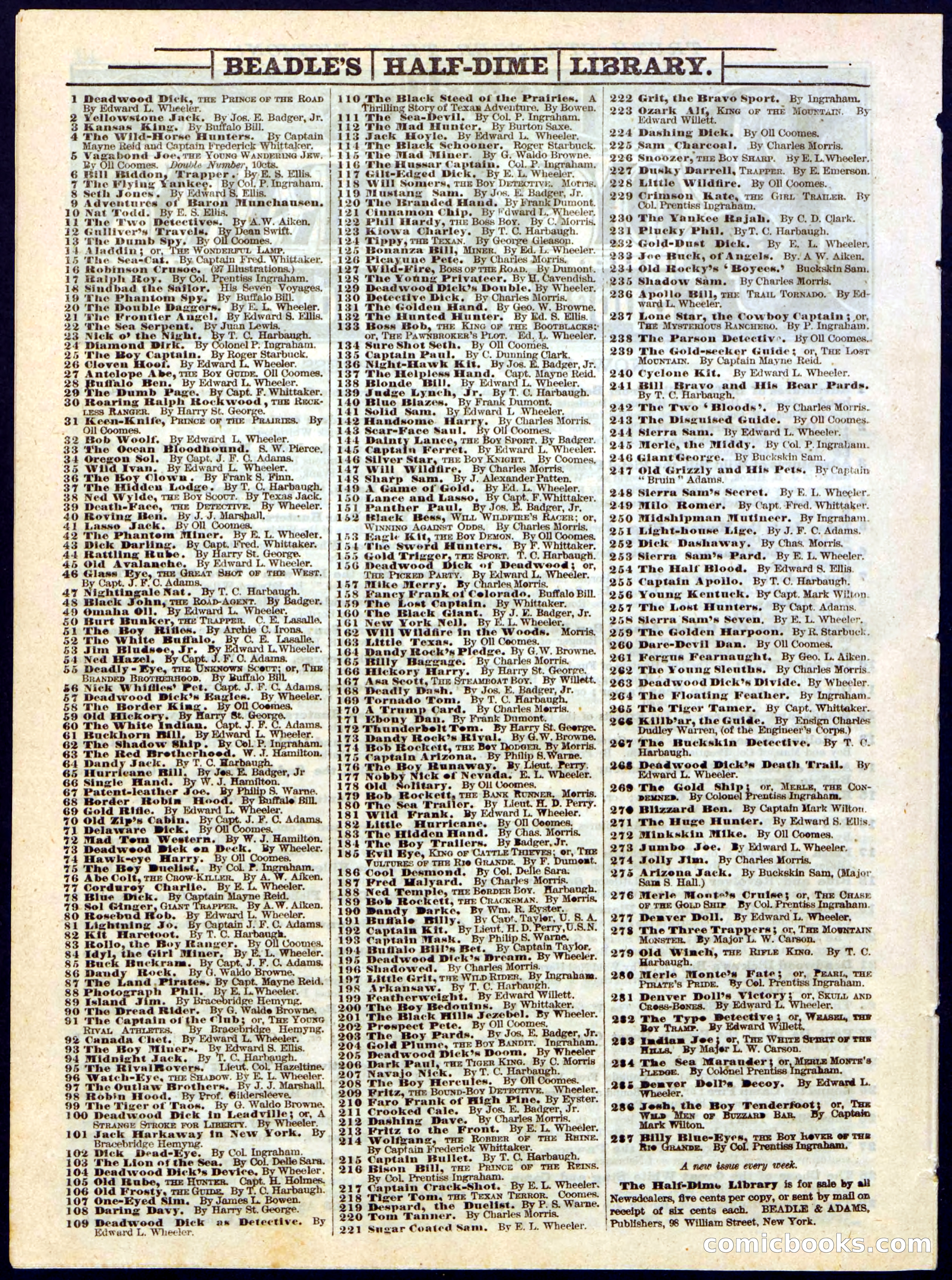 Beadle's Half Dime Library, No. 284 — page 16 of 16