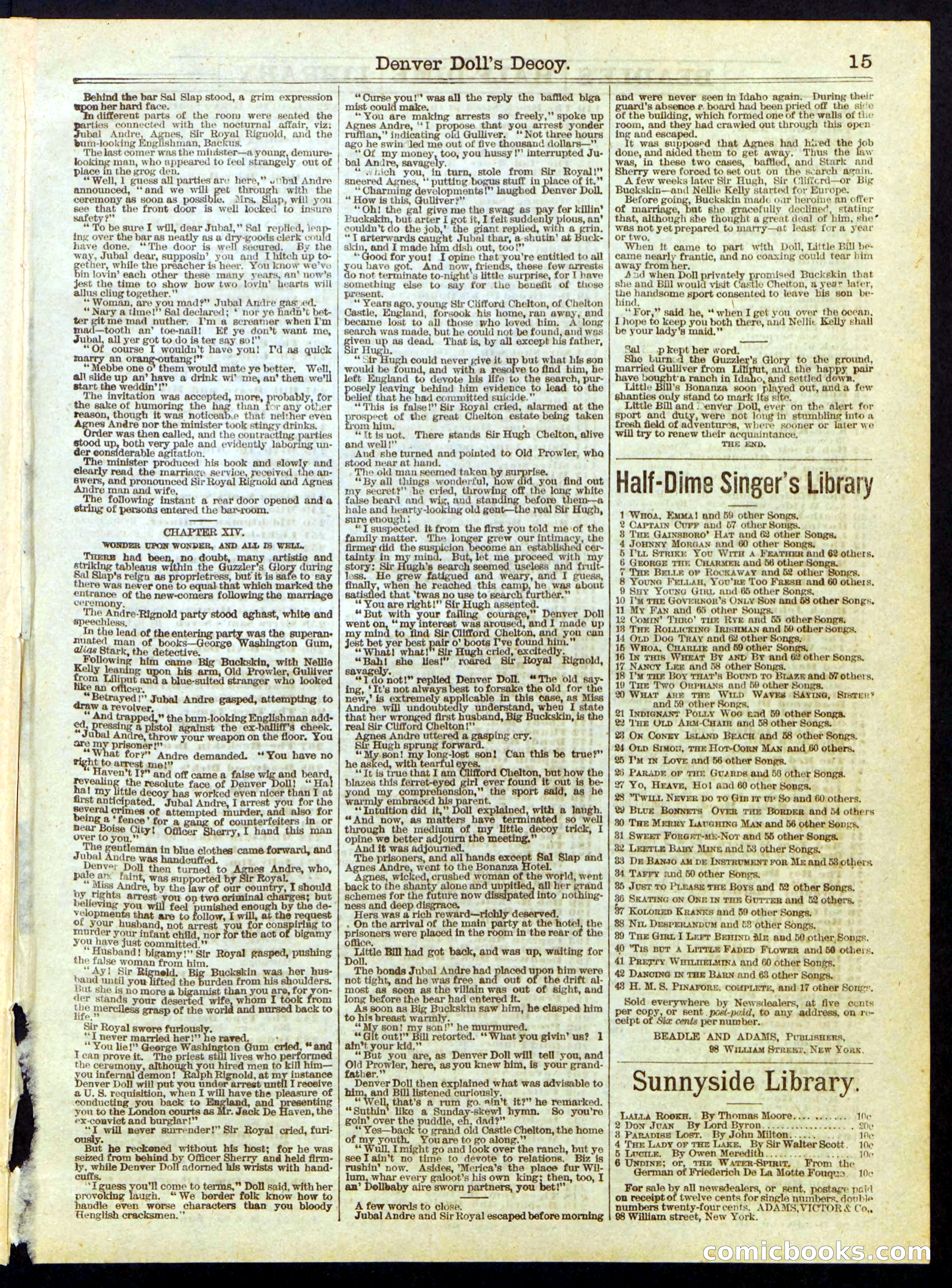 Beadle's Half Dime Library No. 285 — page 15 of 16