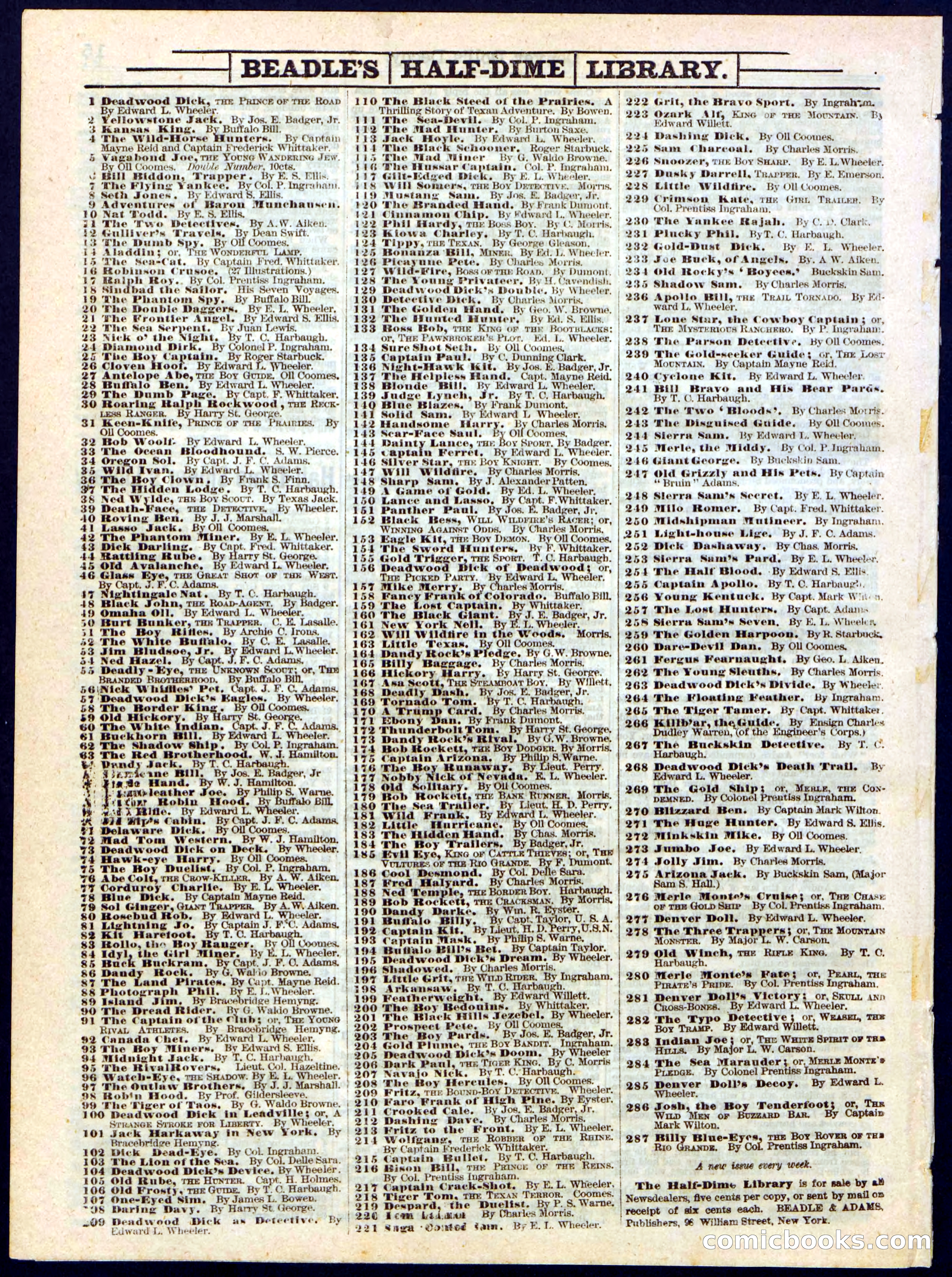 Beadle's Half Dime Library No. 285 — page 16 of 16