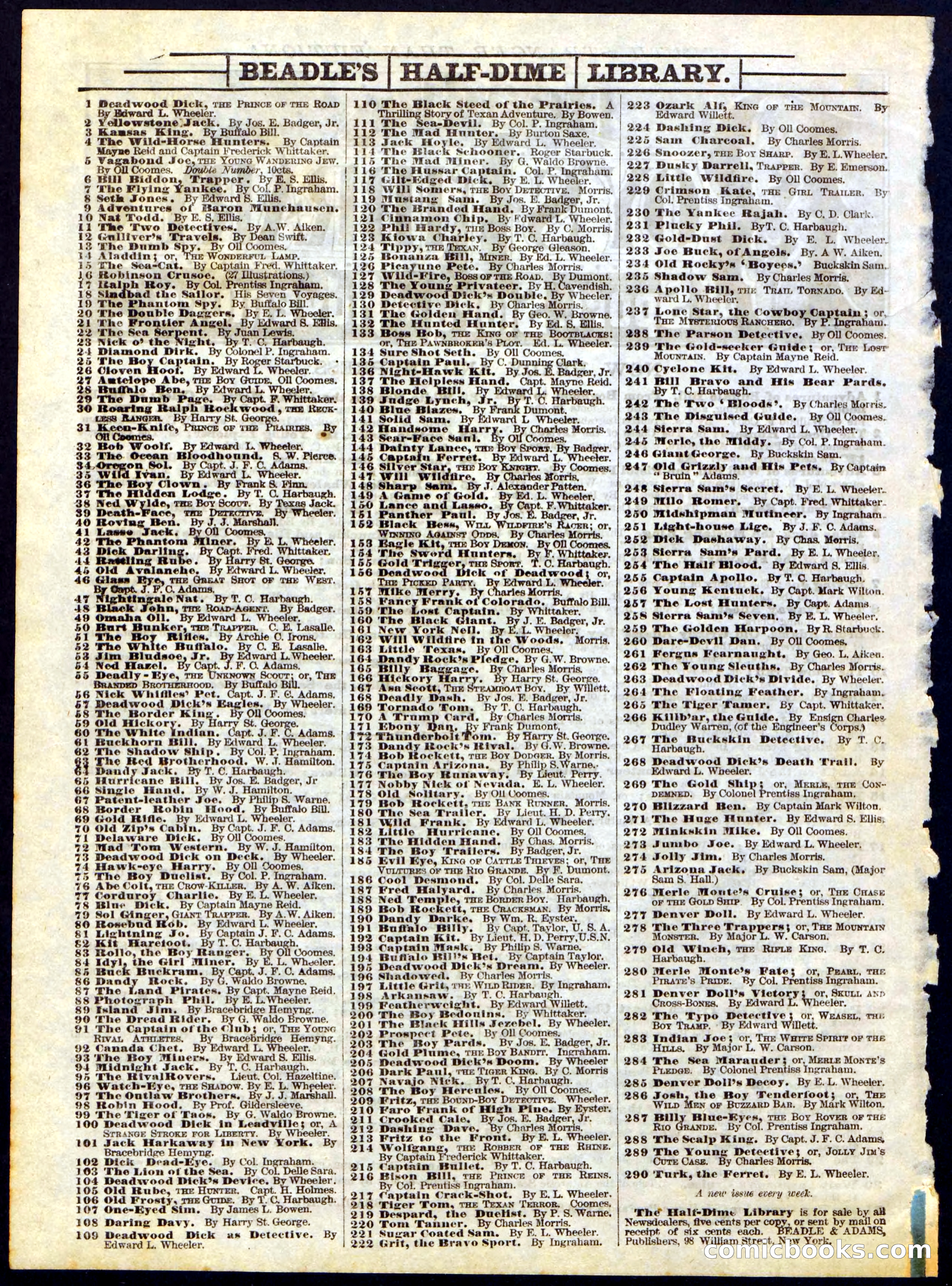 Beadle's Half Dime Library, No. 286 — page 16 of 16