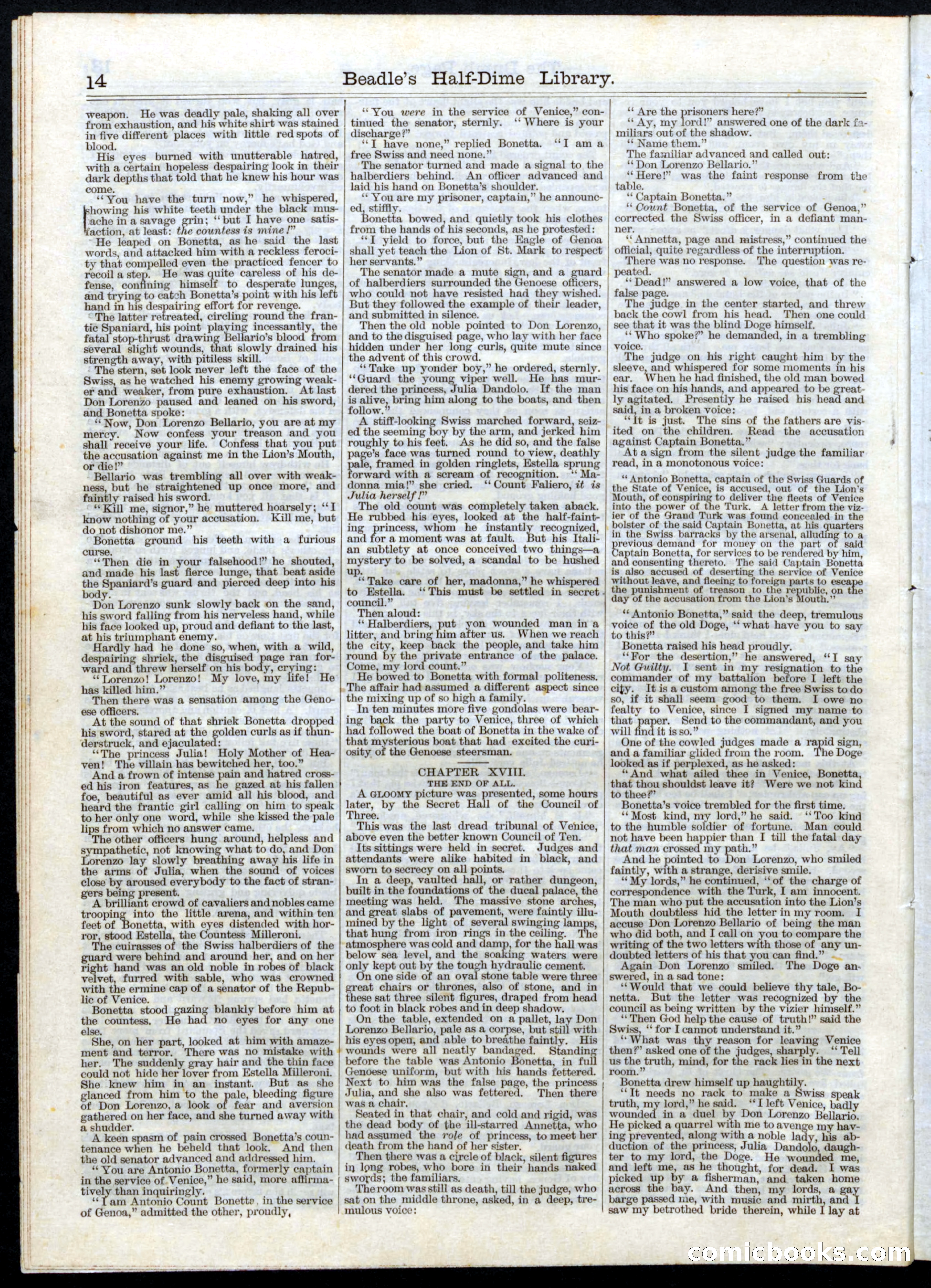 Beadle's Half Dime Library, No. 29 — page 14 of 16
