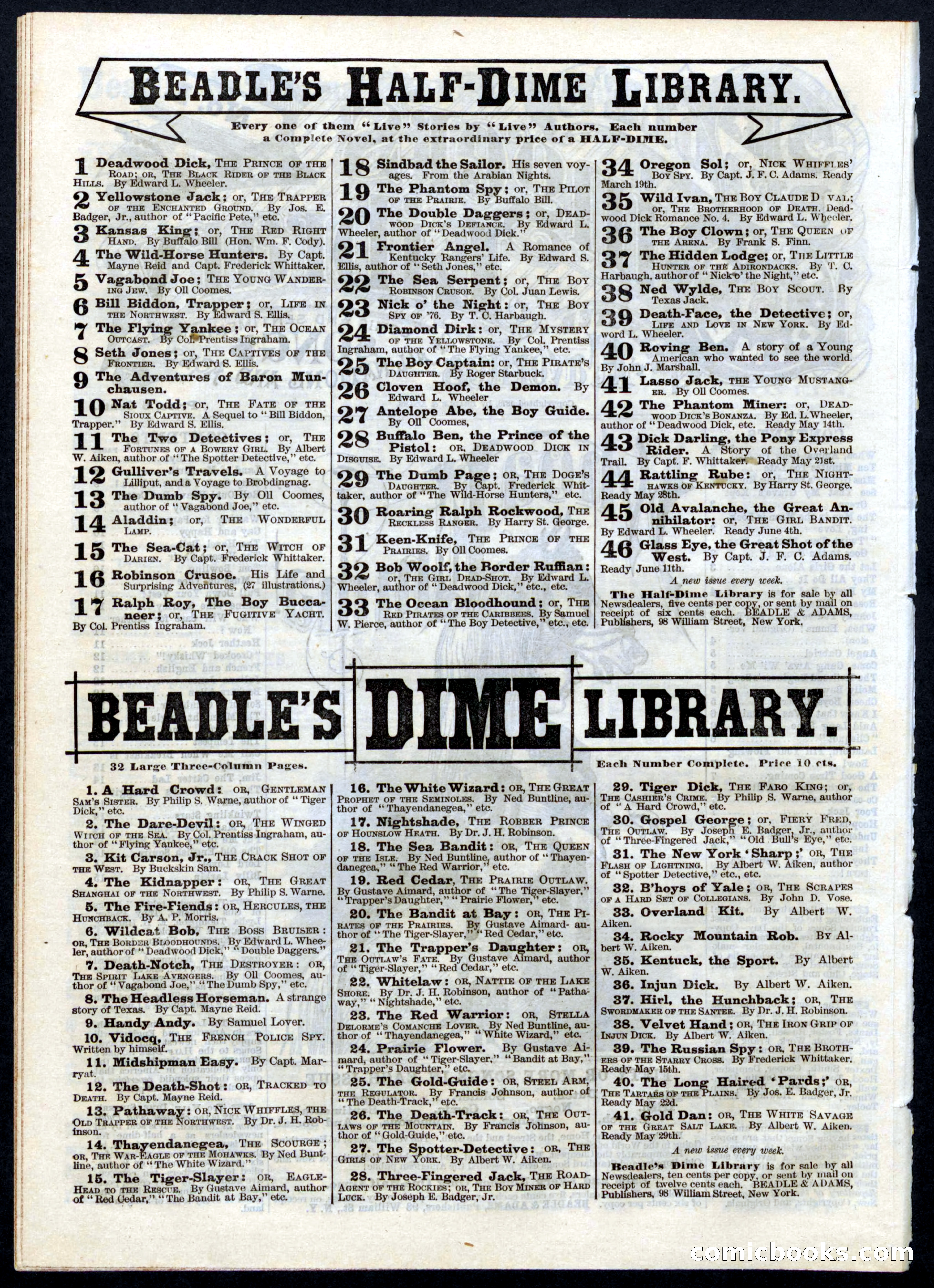 Beadle's Half Dime Library No. 30 — page 16 of 16