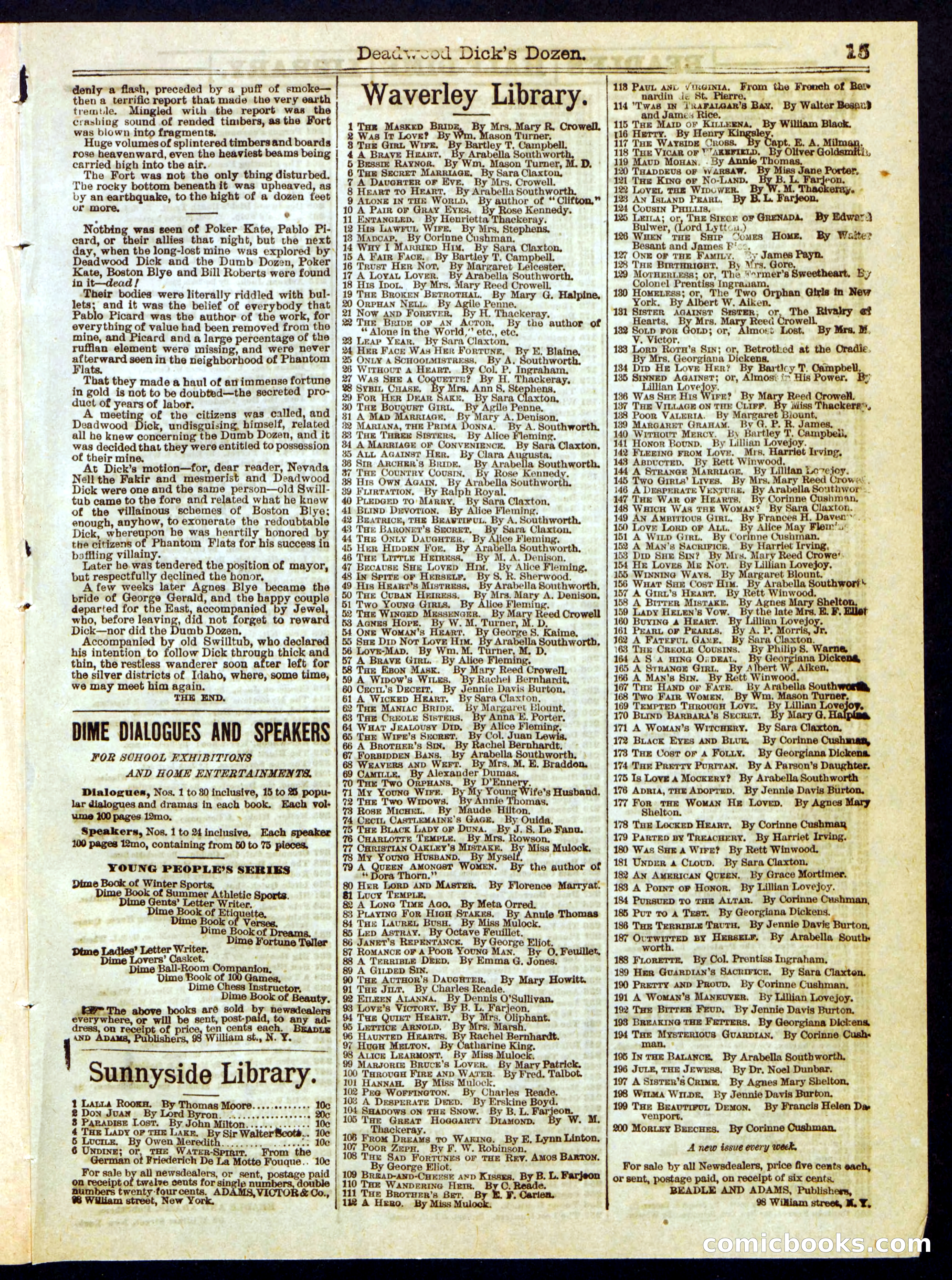 Beadle's Half Dime Library, No. 321 — page 15 of 16