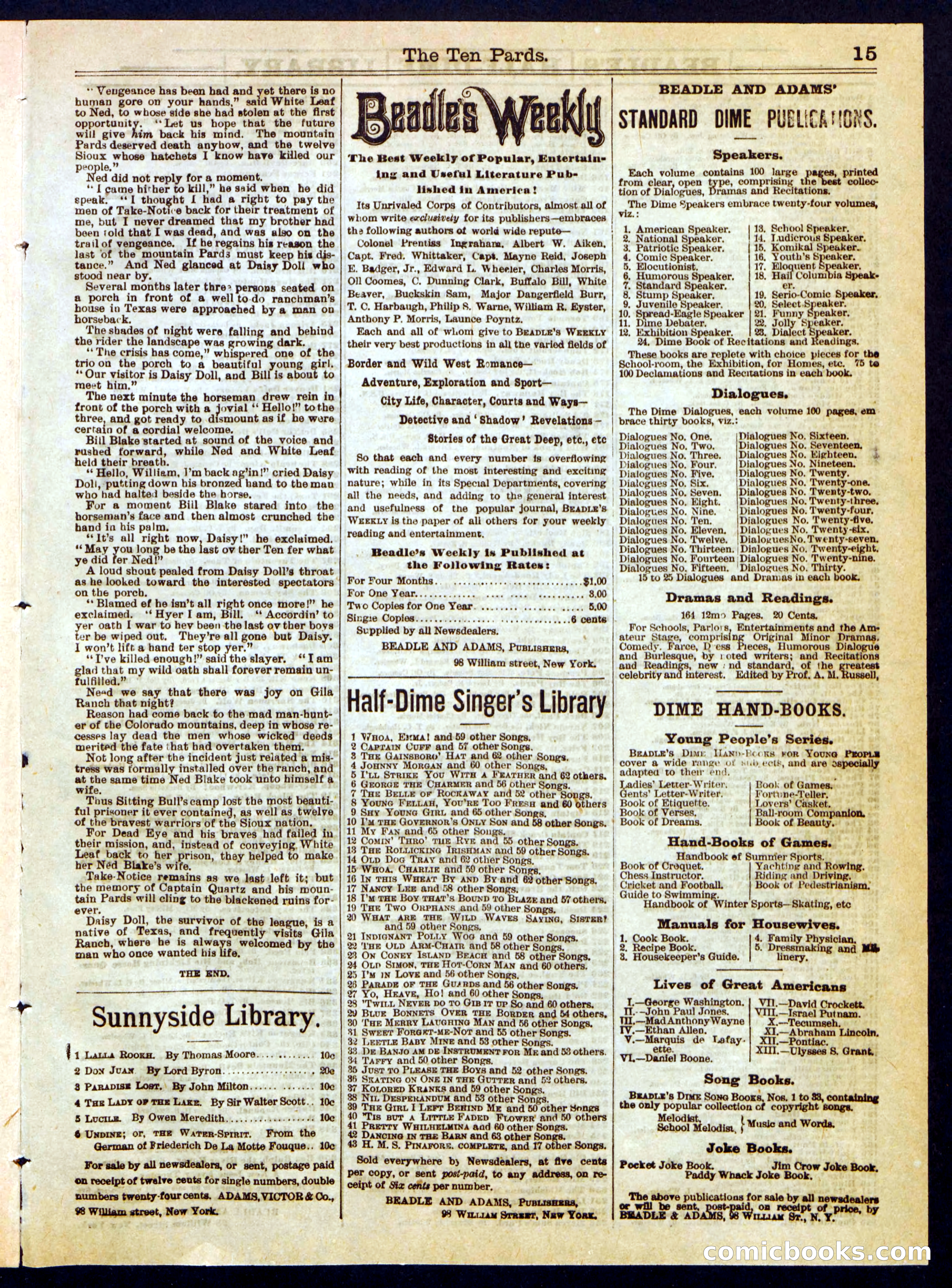 Beadle's Half Dime Library, No. 326 — page 15 of 16