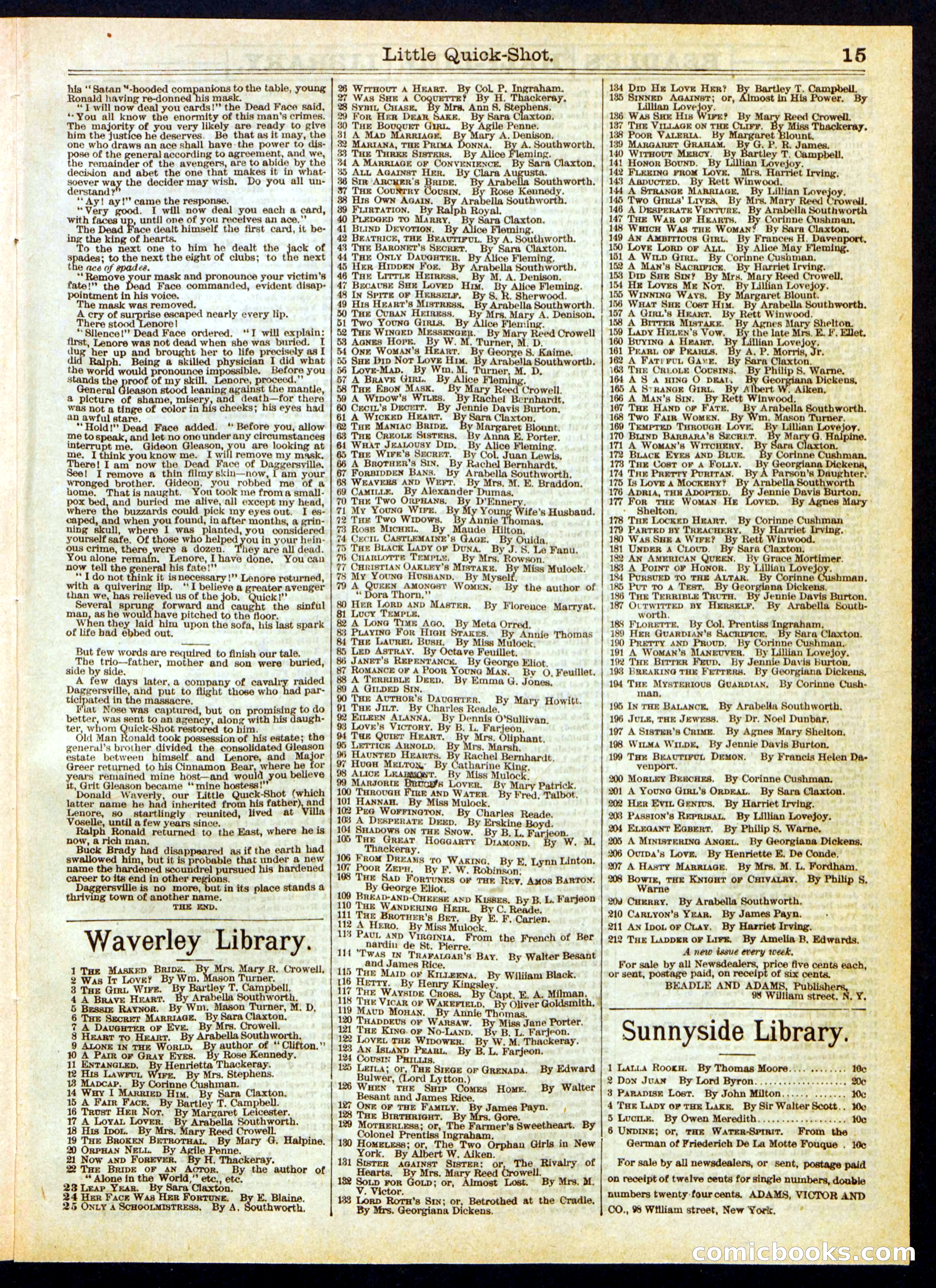 Beadle's Half Dime Library No. 330 — page 15 of 16