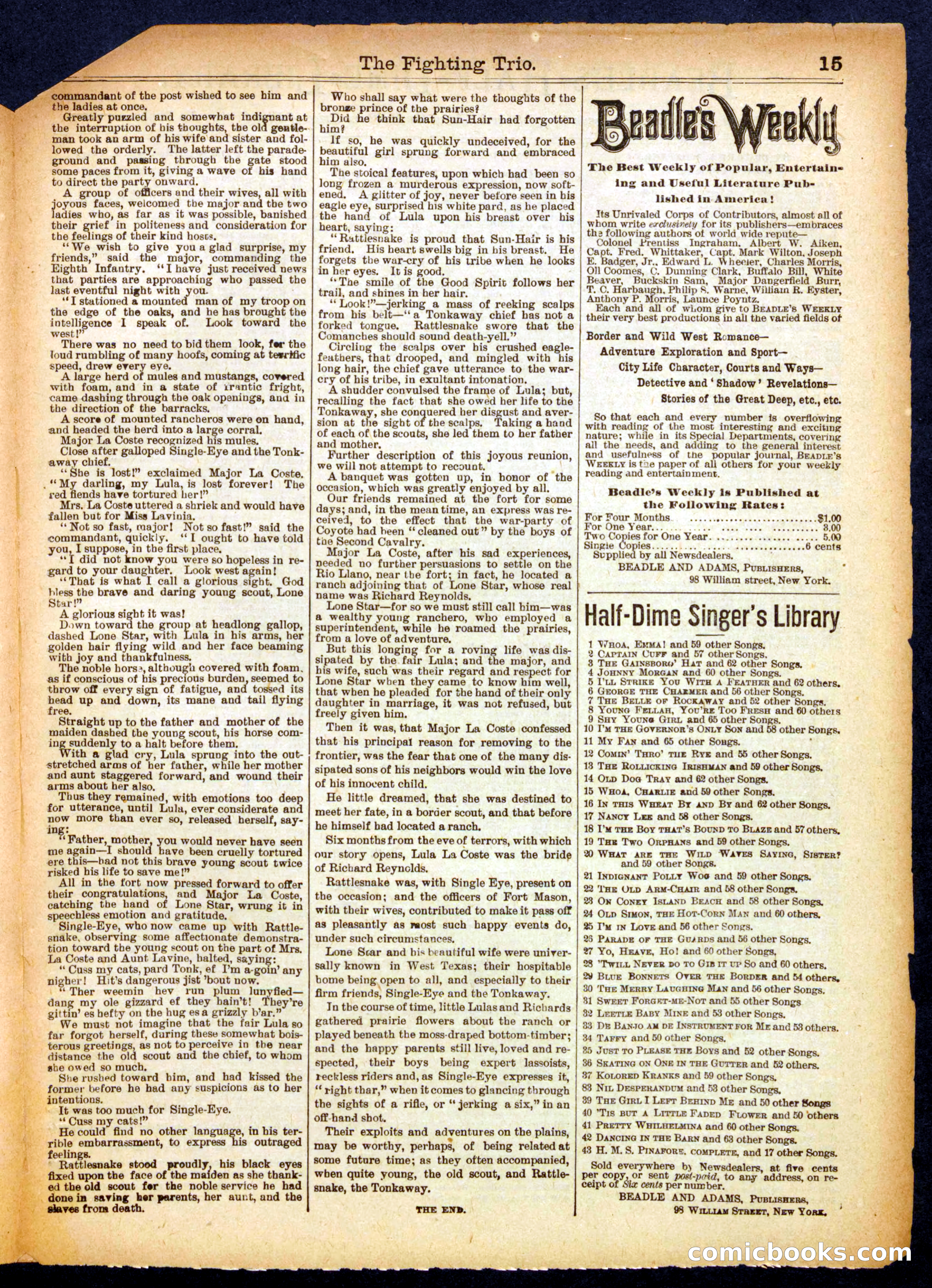 Beadle's Half Dime Library No. 344 — page 15 of 16