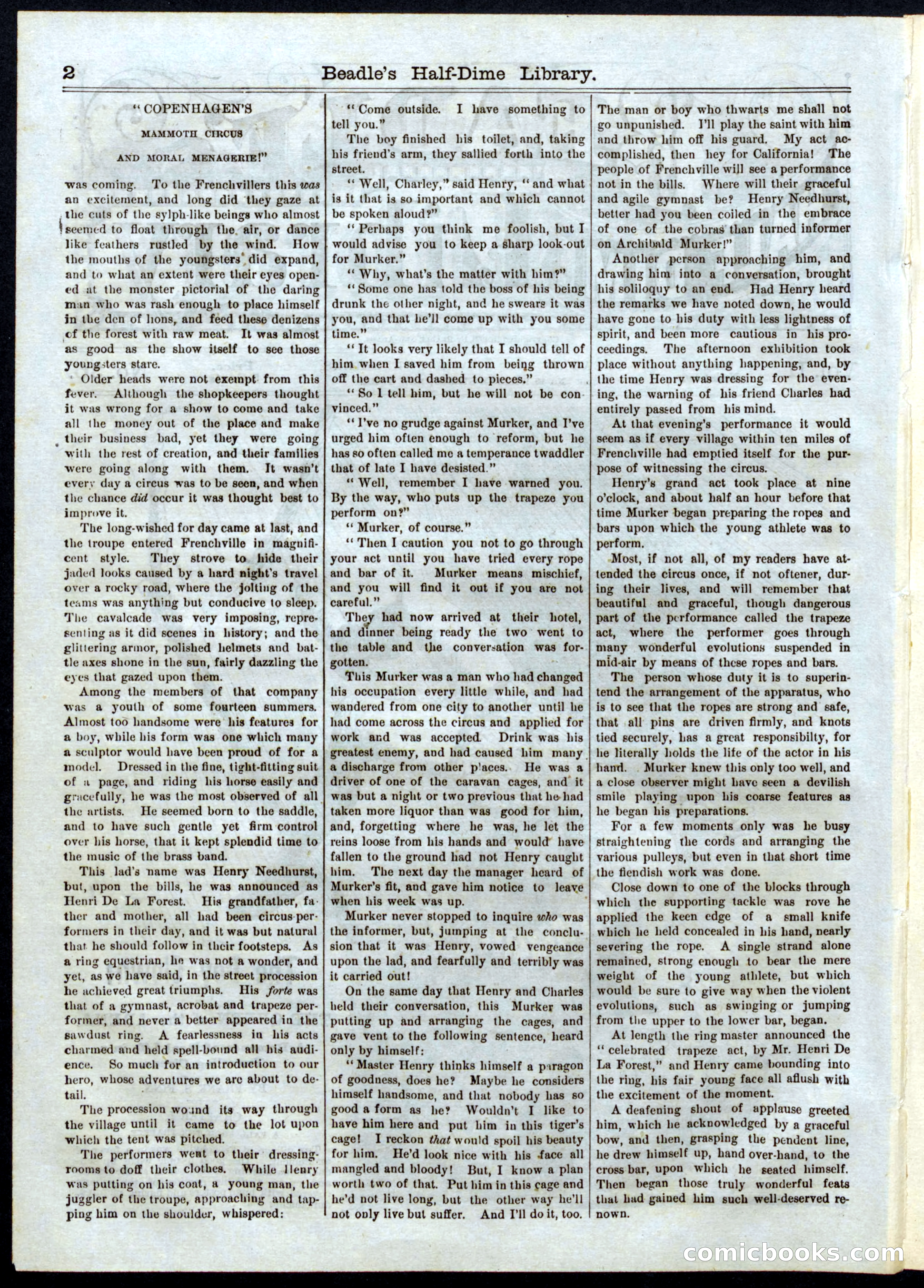 Beadle's Half Dime Library, No. 36 — page 2 of 16