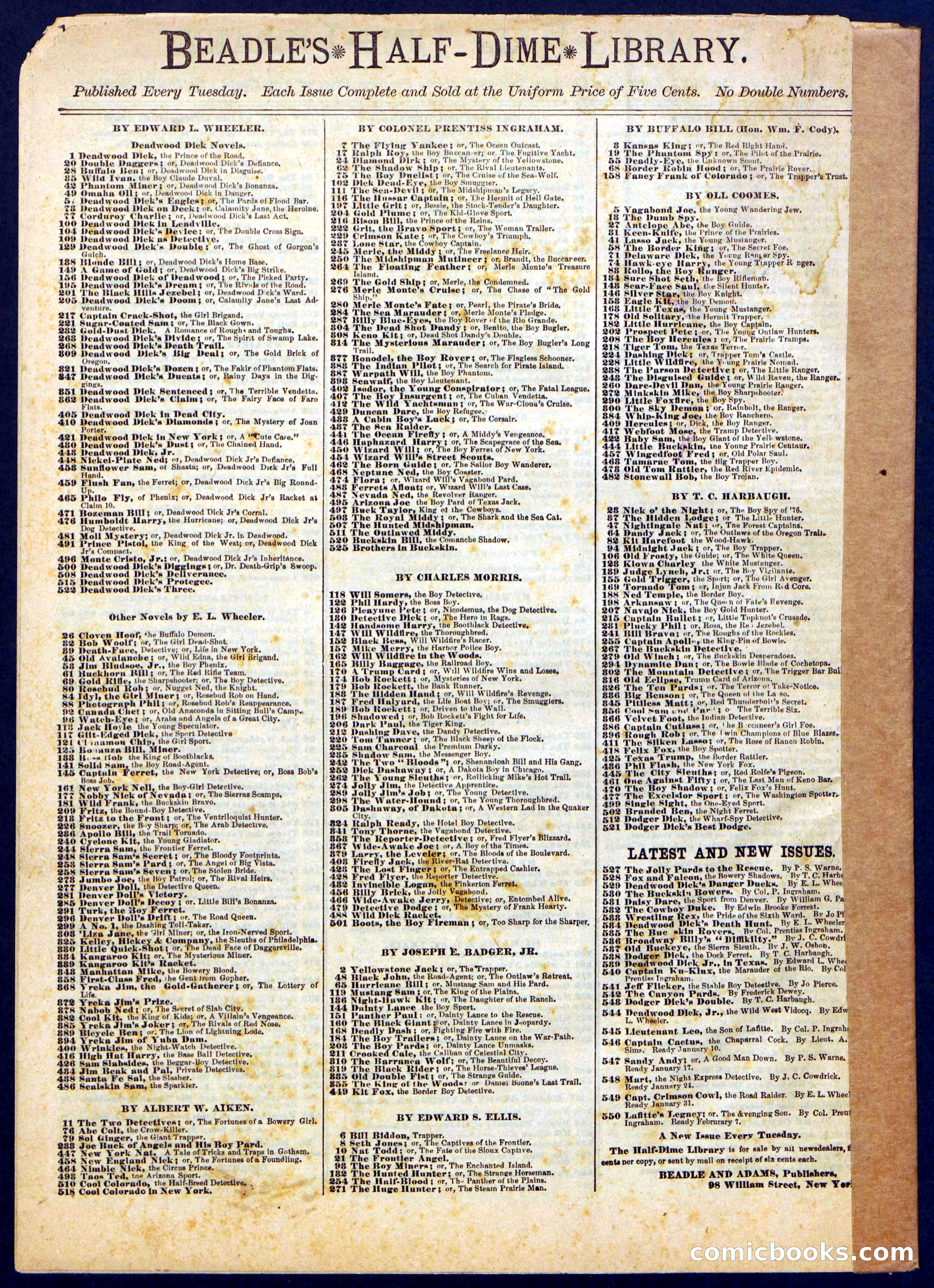 Beadle's Half Dime Library No. 369 — page 16 of 16