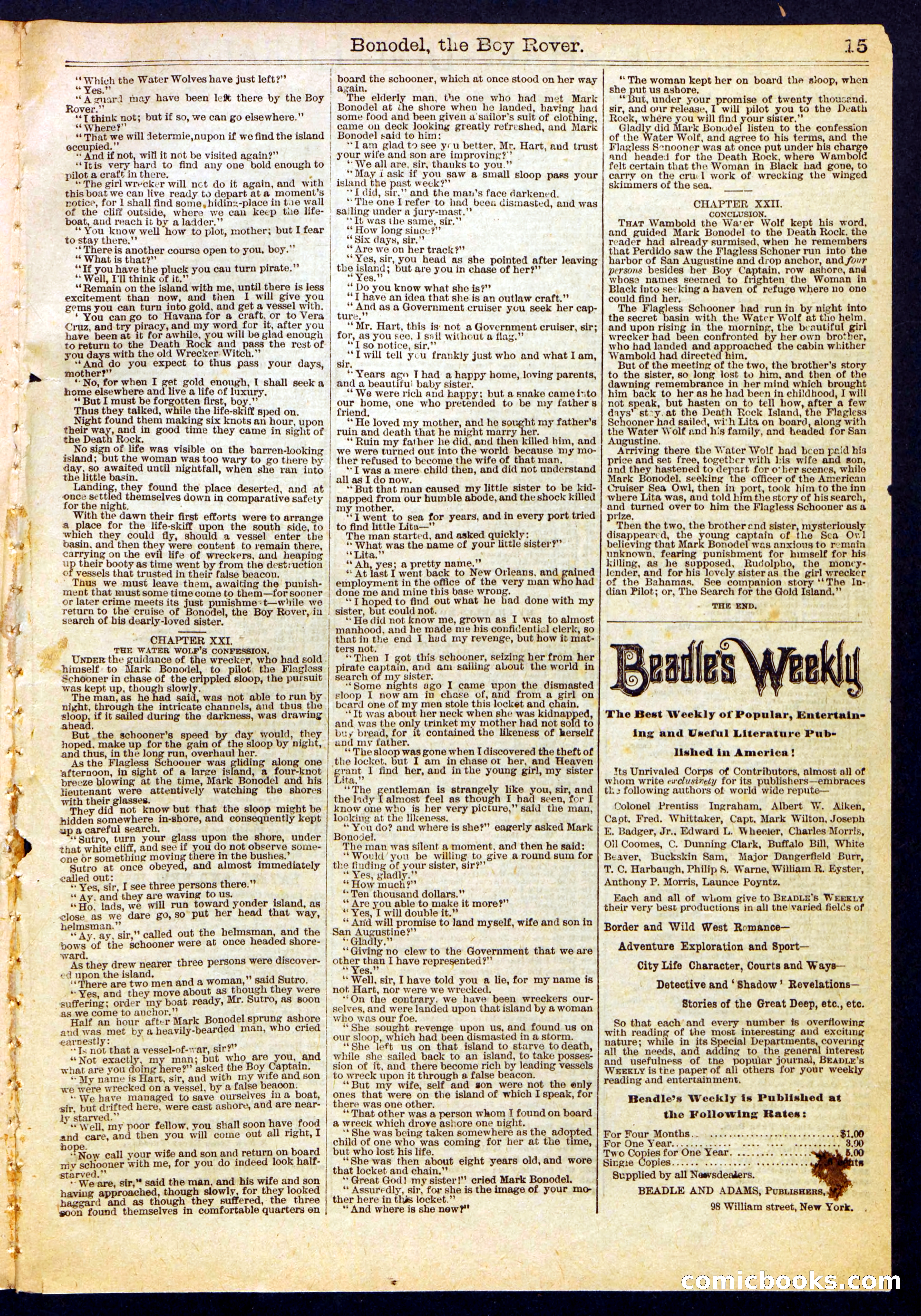 Beadle's Half Dime Library, No. 377 — page 15 of 16