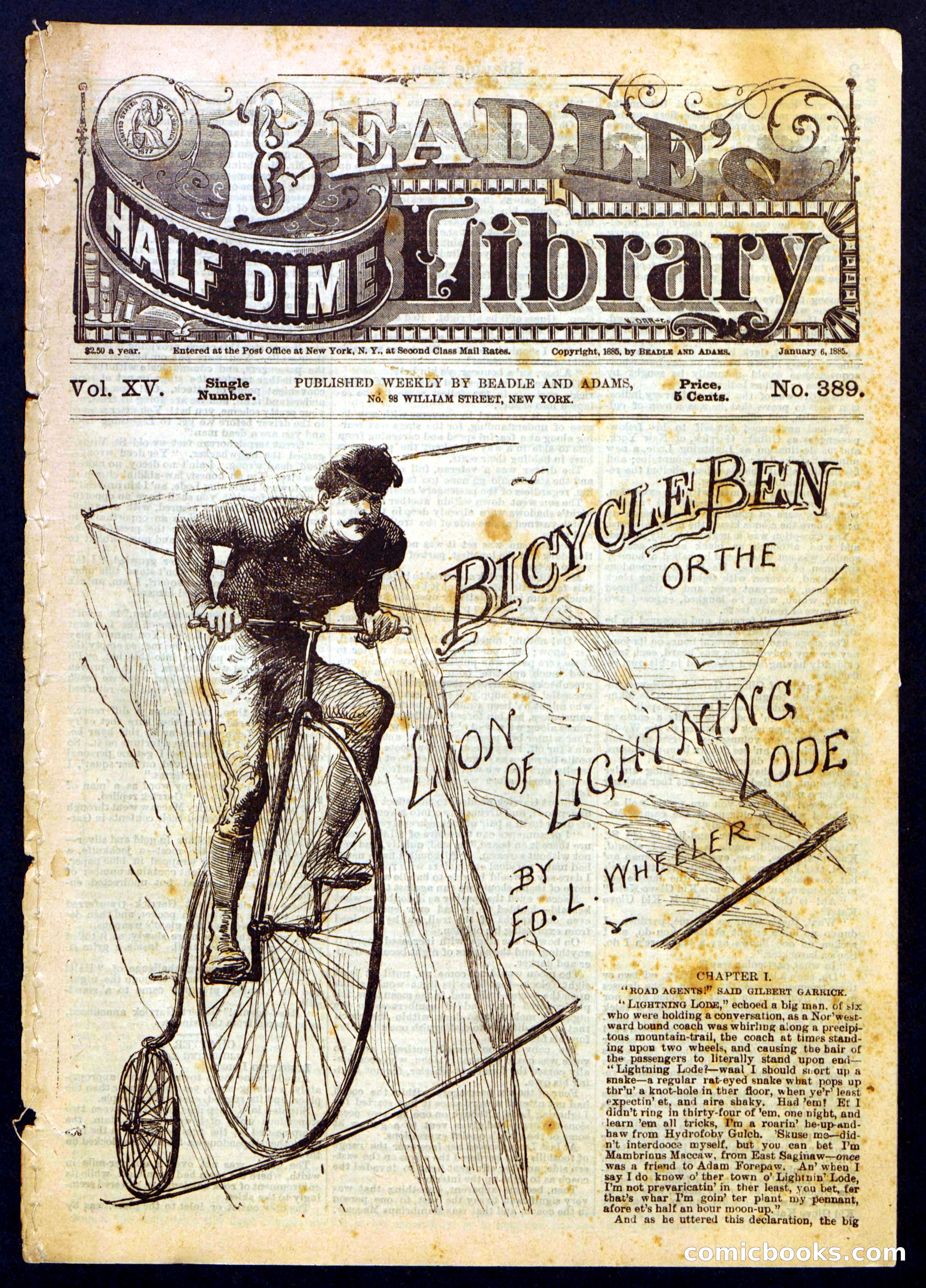 Beadle's Half Dime Library No. 389 — page 1 of 16