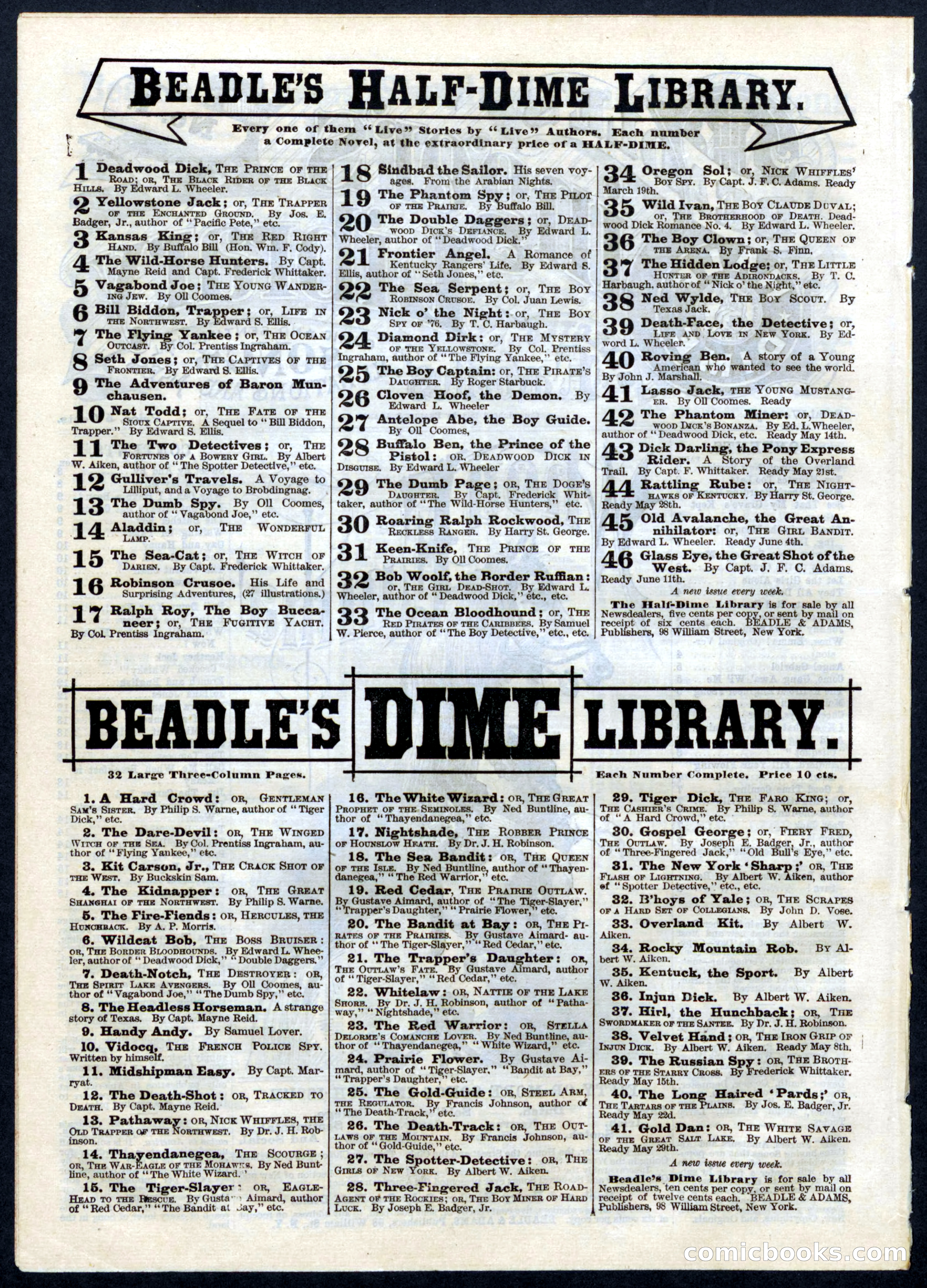 Beadle's Half Dime Library No. 41 — page 16 of 16