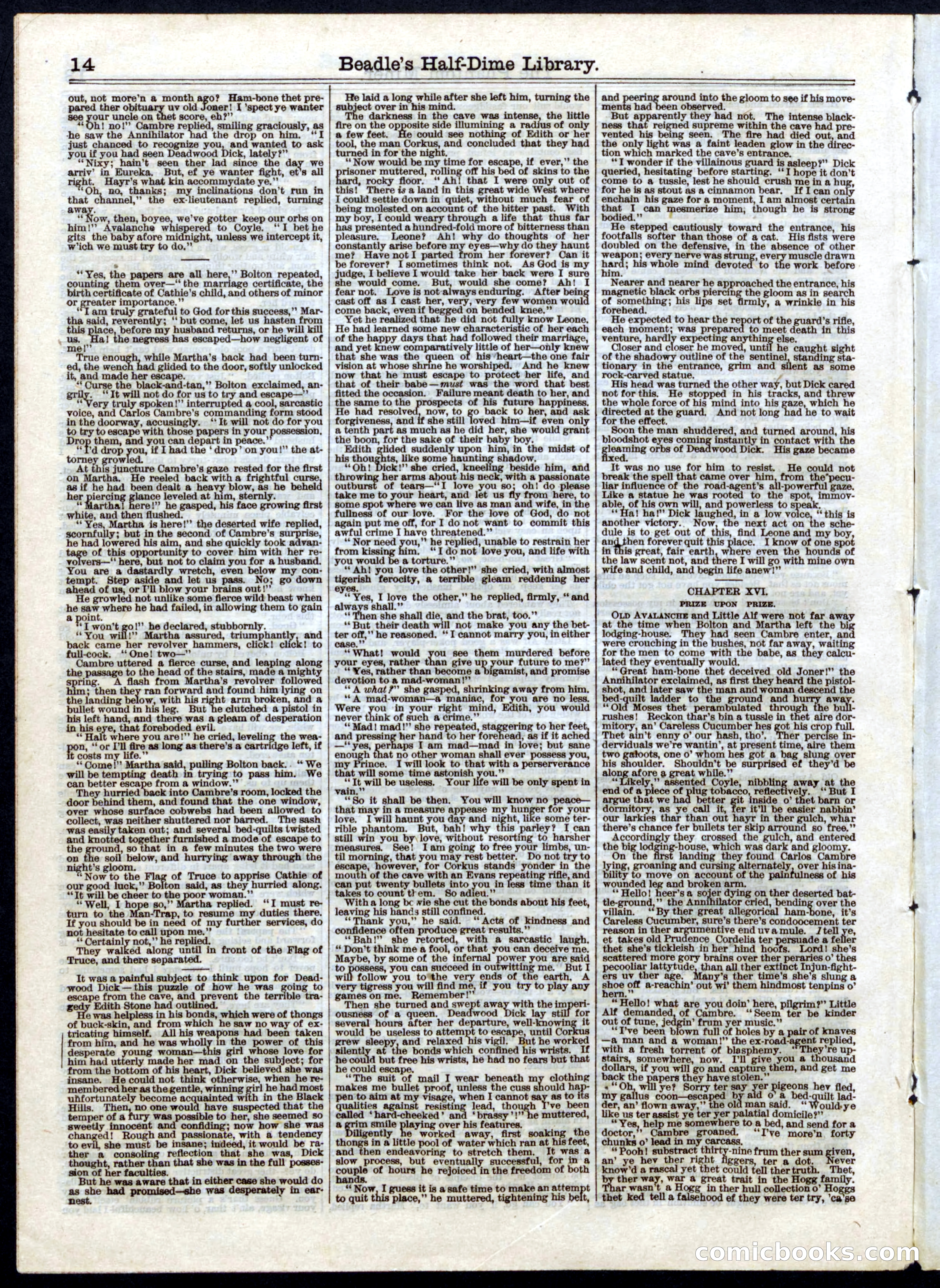 Beadle's Half Dime Library No. 42 — page 14 of 16
