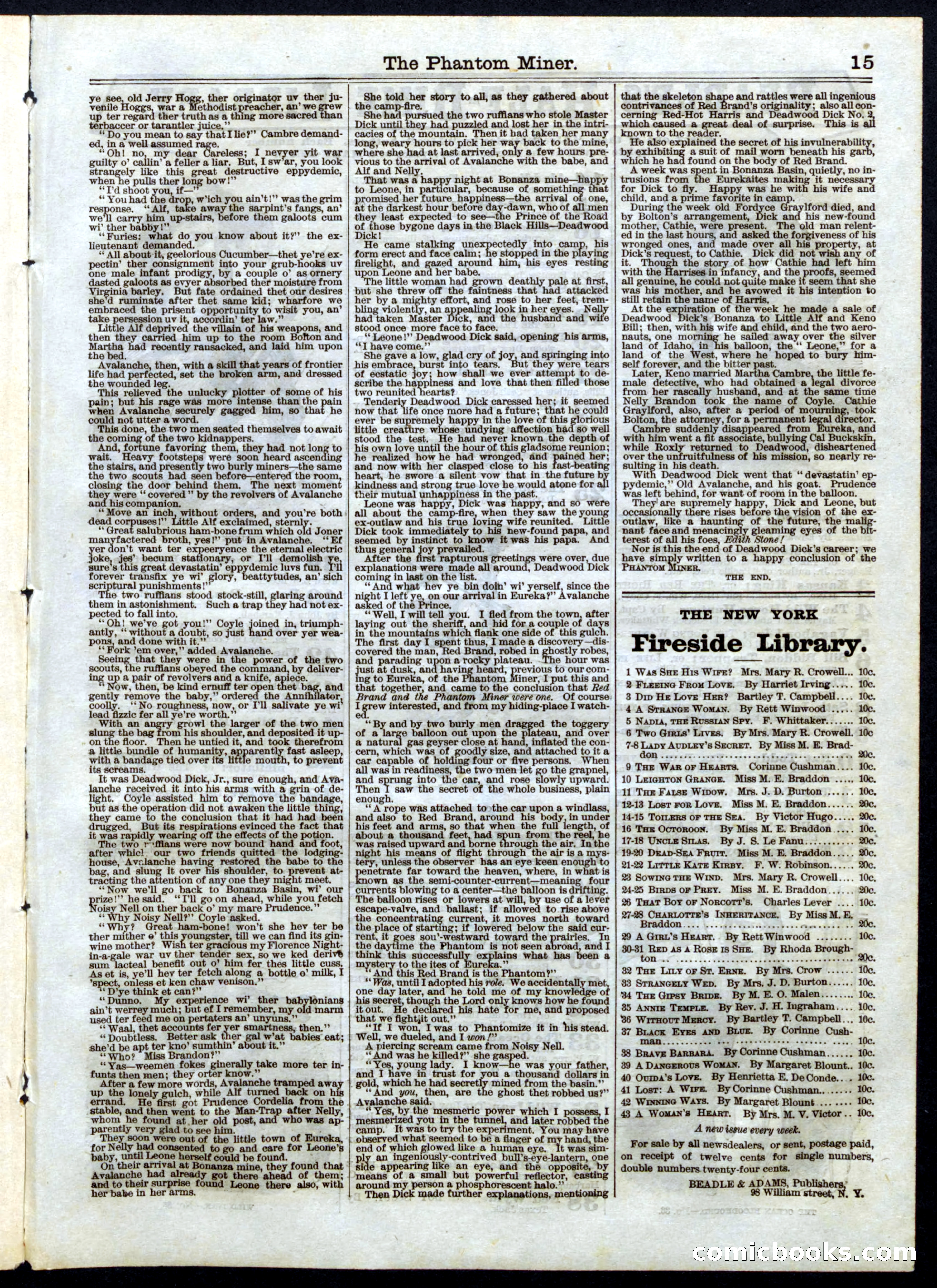 Beadle's Half Dime Library No. 42 — page 15 of 16