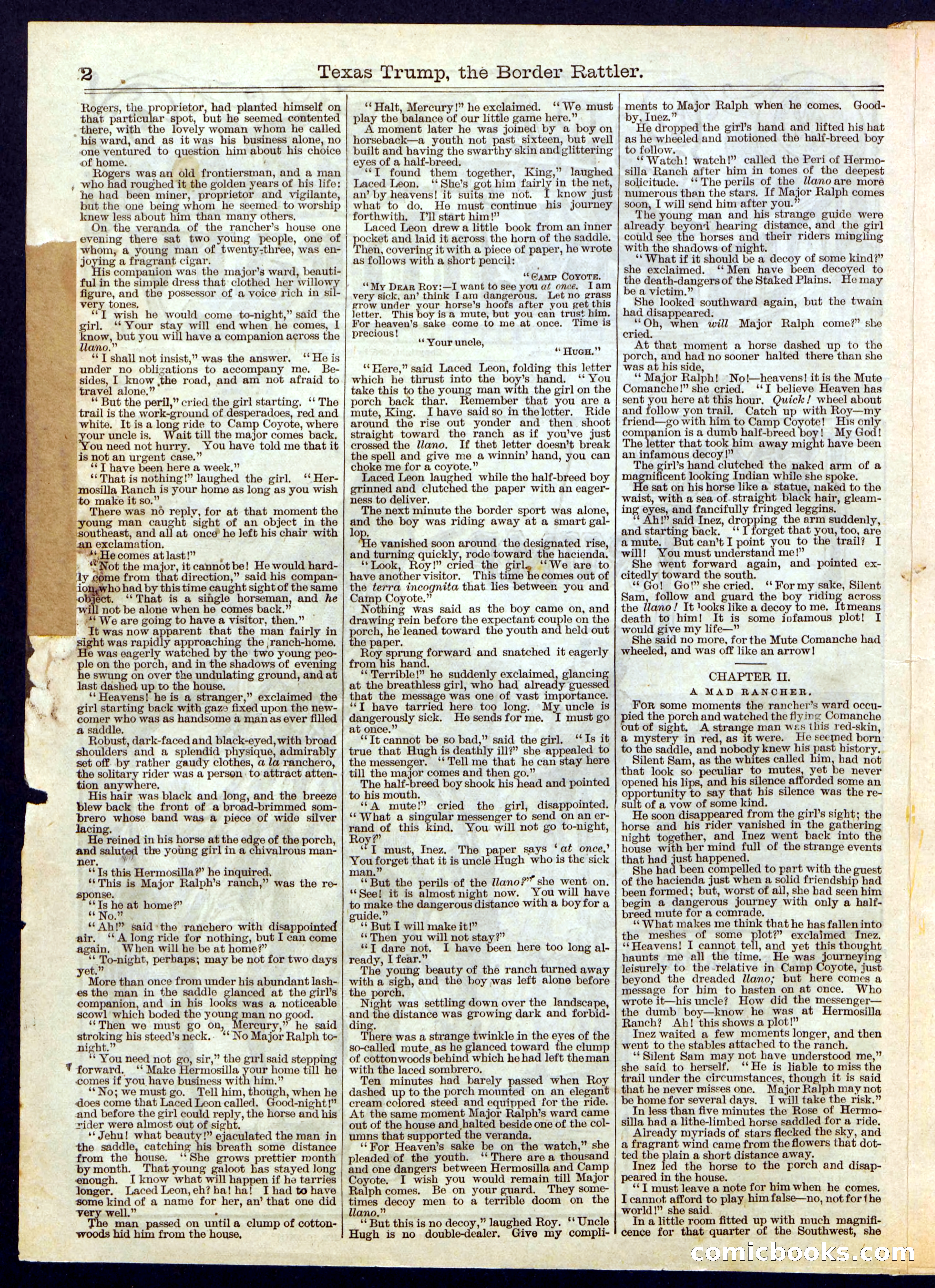 Beadle's Half Dime Library, No. 425 — page 2 of 16