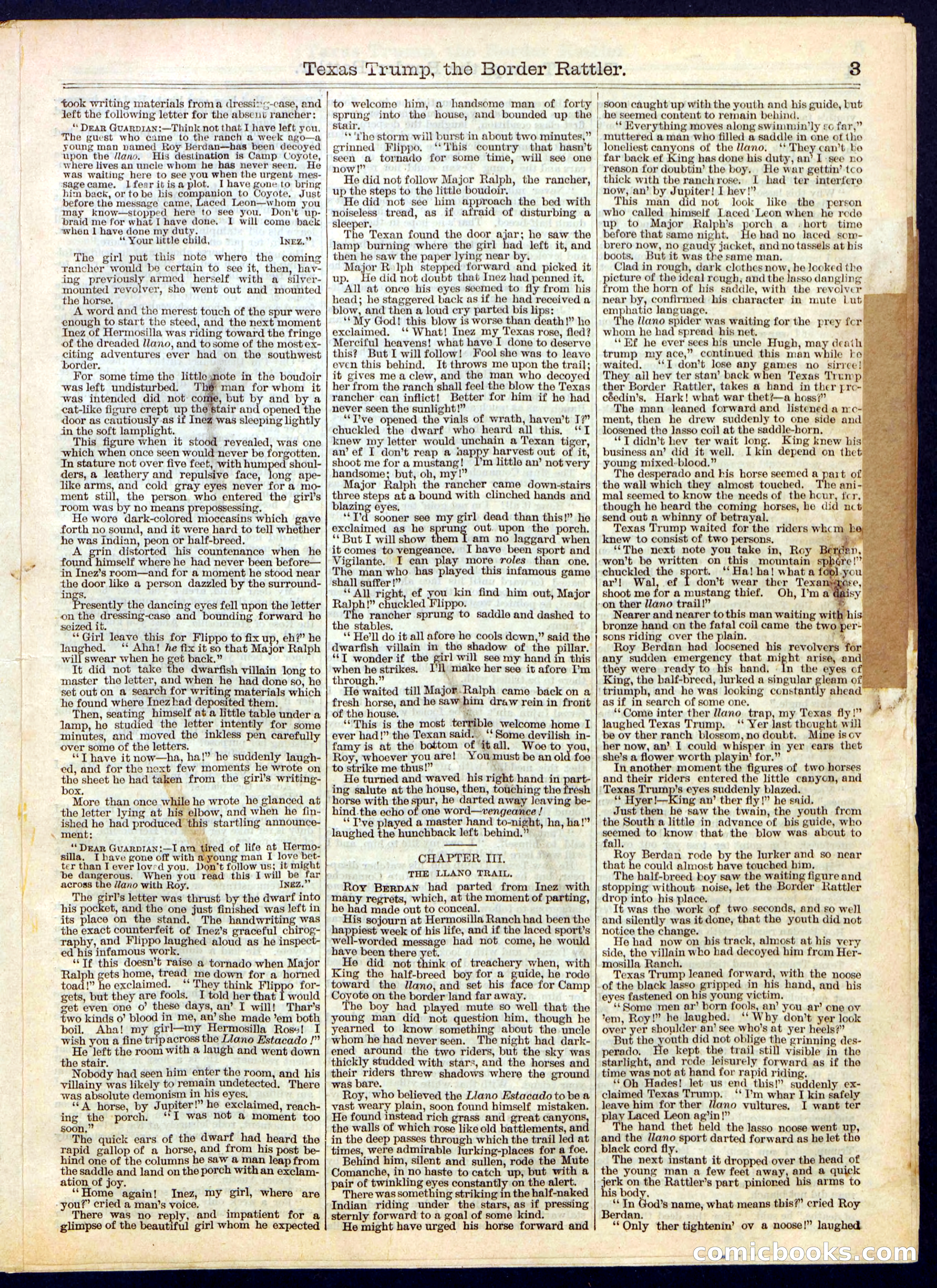Beadle's Half Dime Library, No. 425 — page 3 of 16