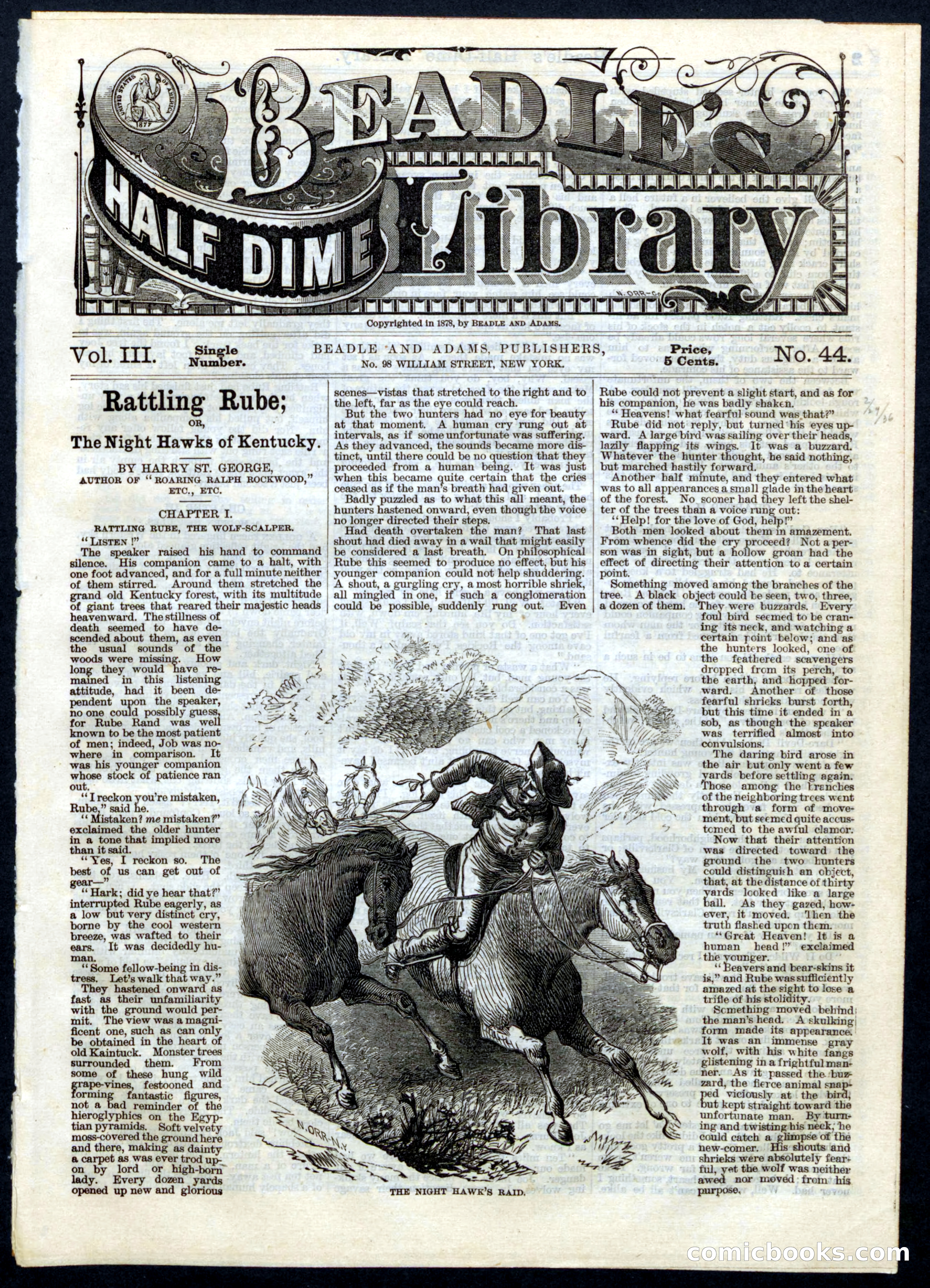 Beadle's Half Dime Library No. 44 — page 1 of 16