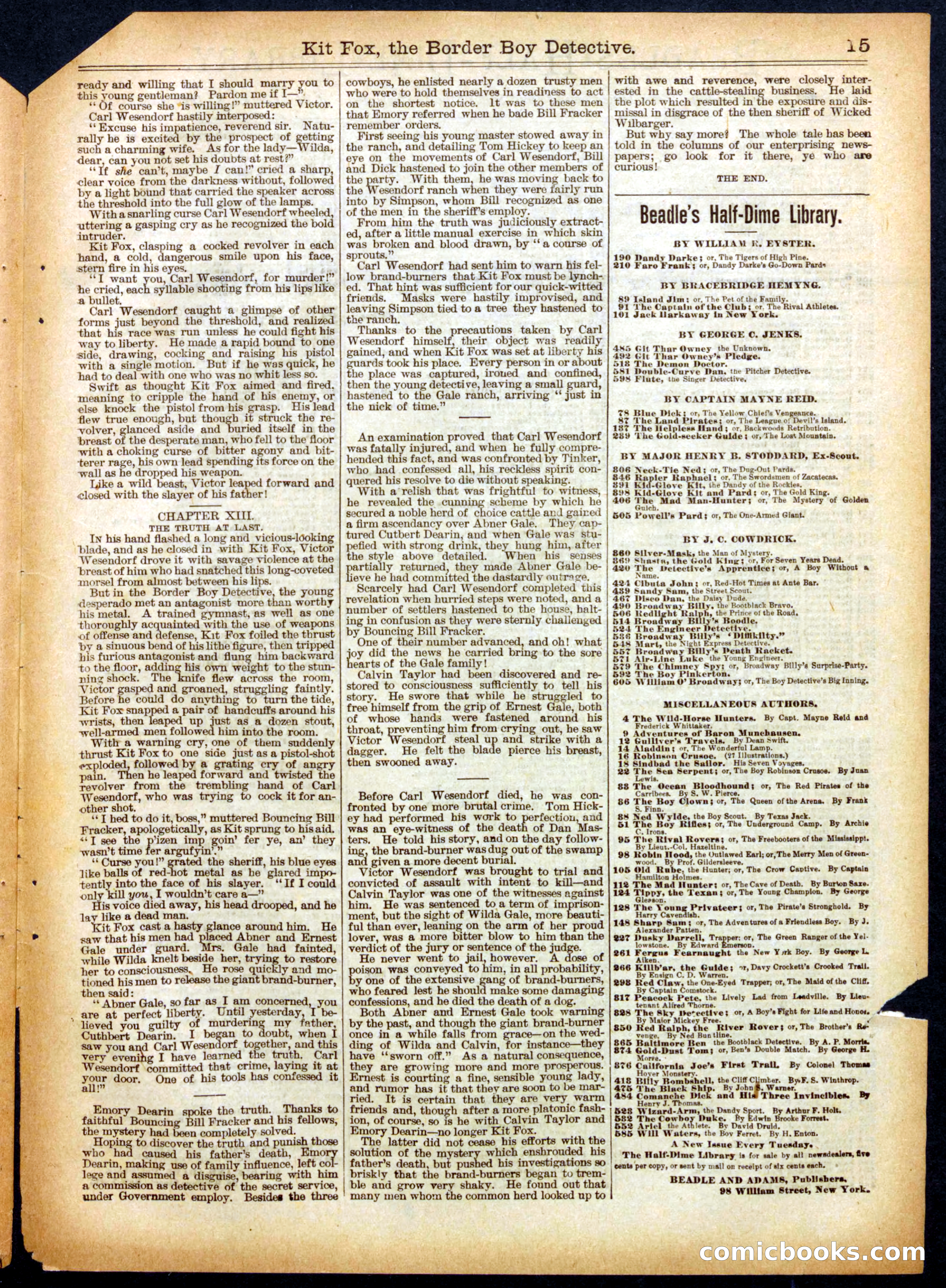 Beadle's Half Dime Library No. 449 — page 15 of 16