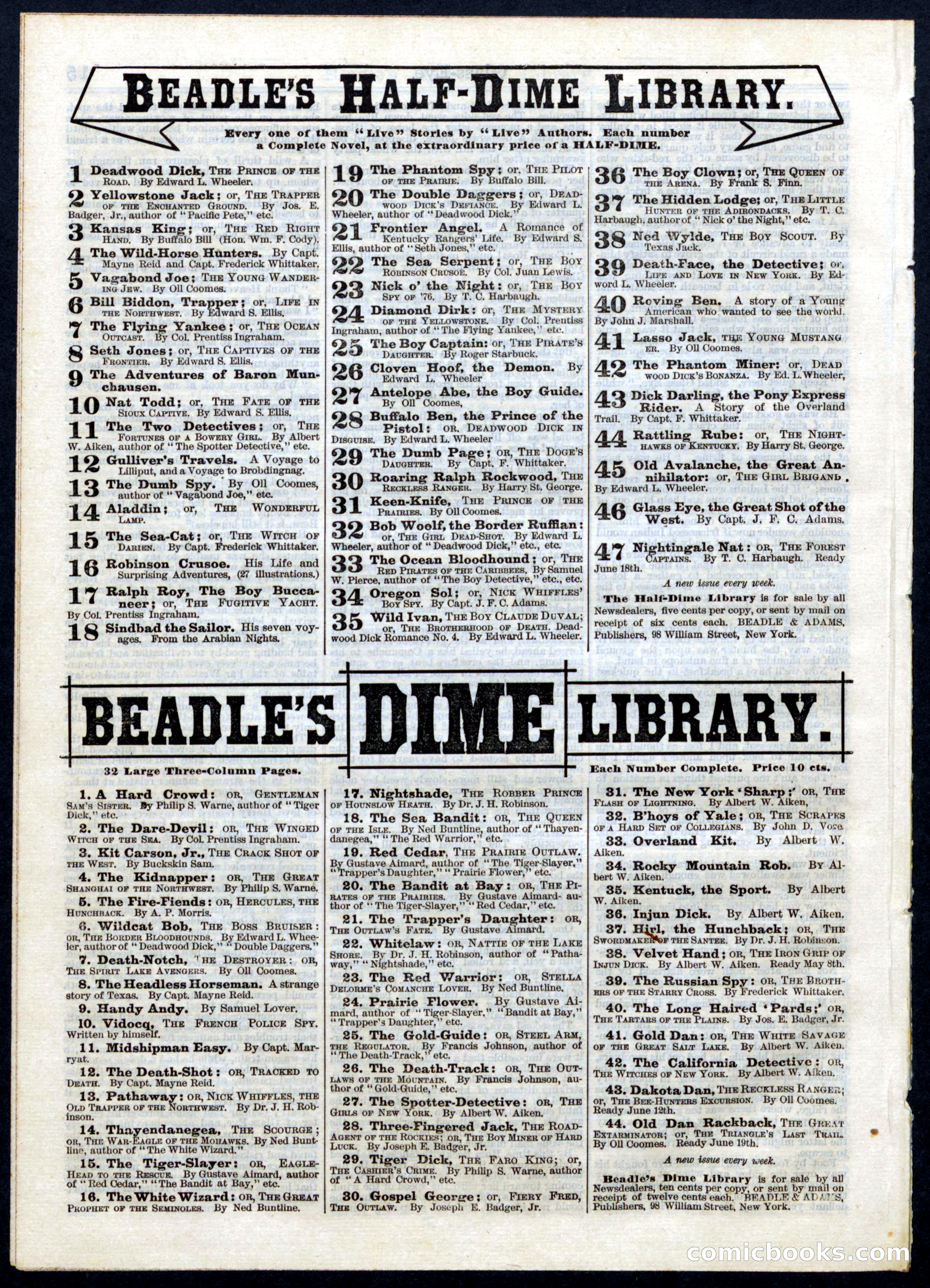 Beadle's Half Dime Library, No. 46 — page 16 of 16