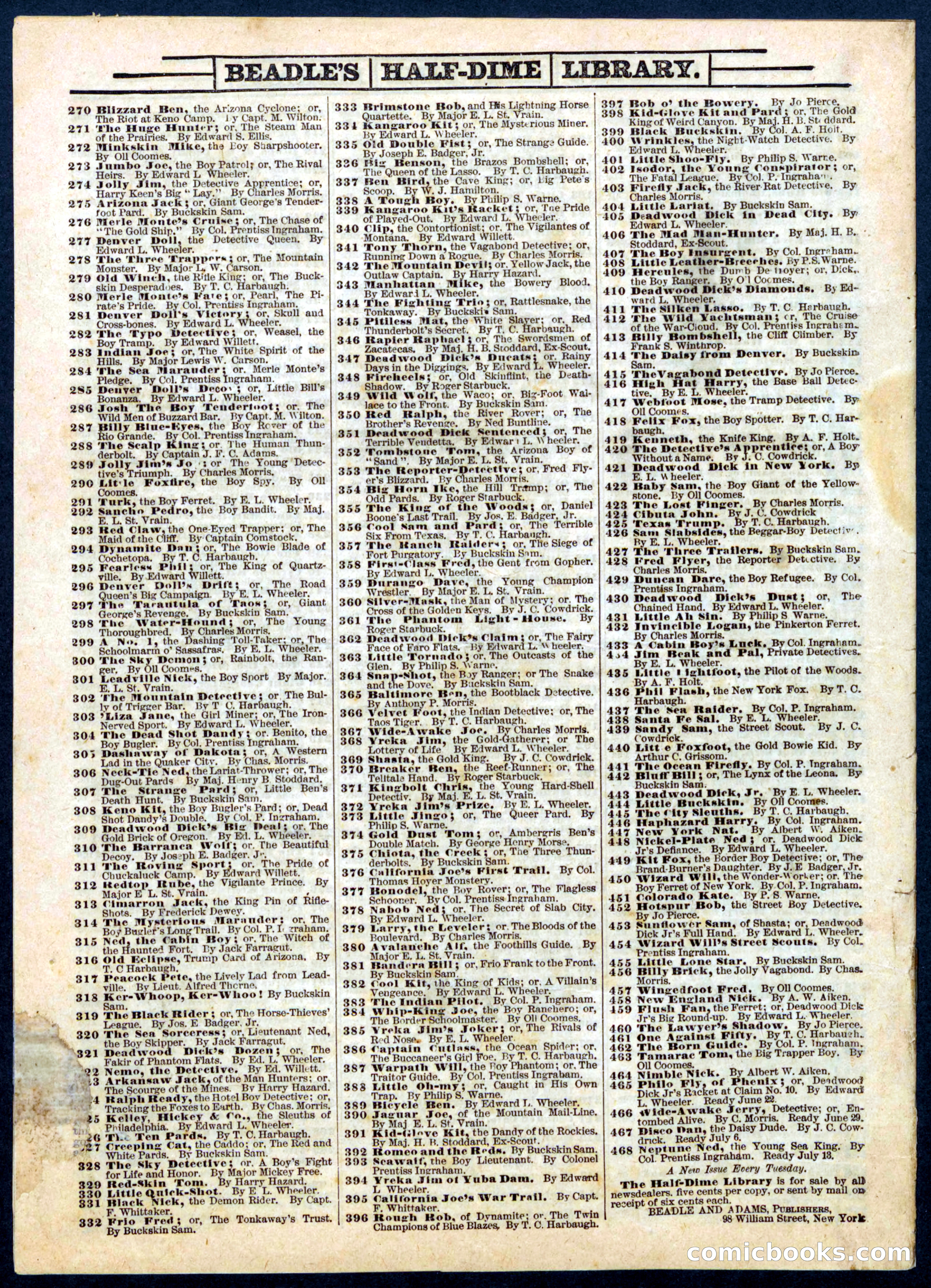Beadle's Half Dime Library No. 465 — page 16 of 16