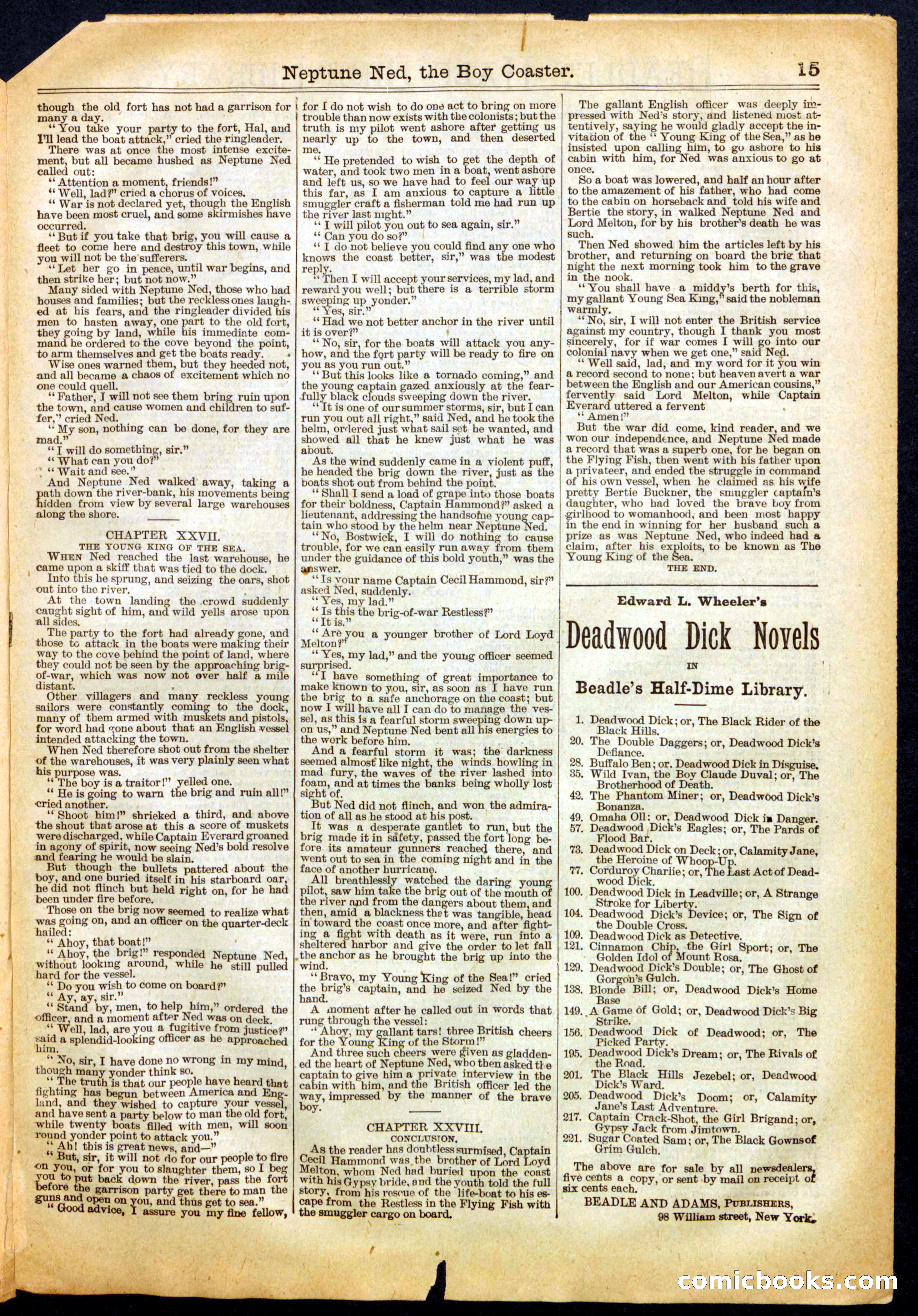 Beadle's Half Dime Library, No. 468 — page 15 of 16