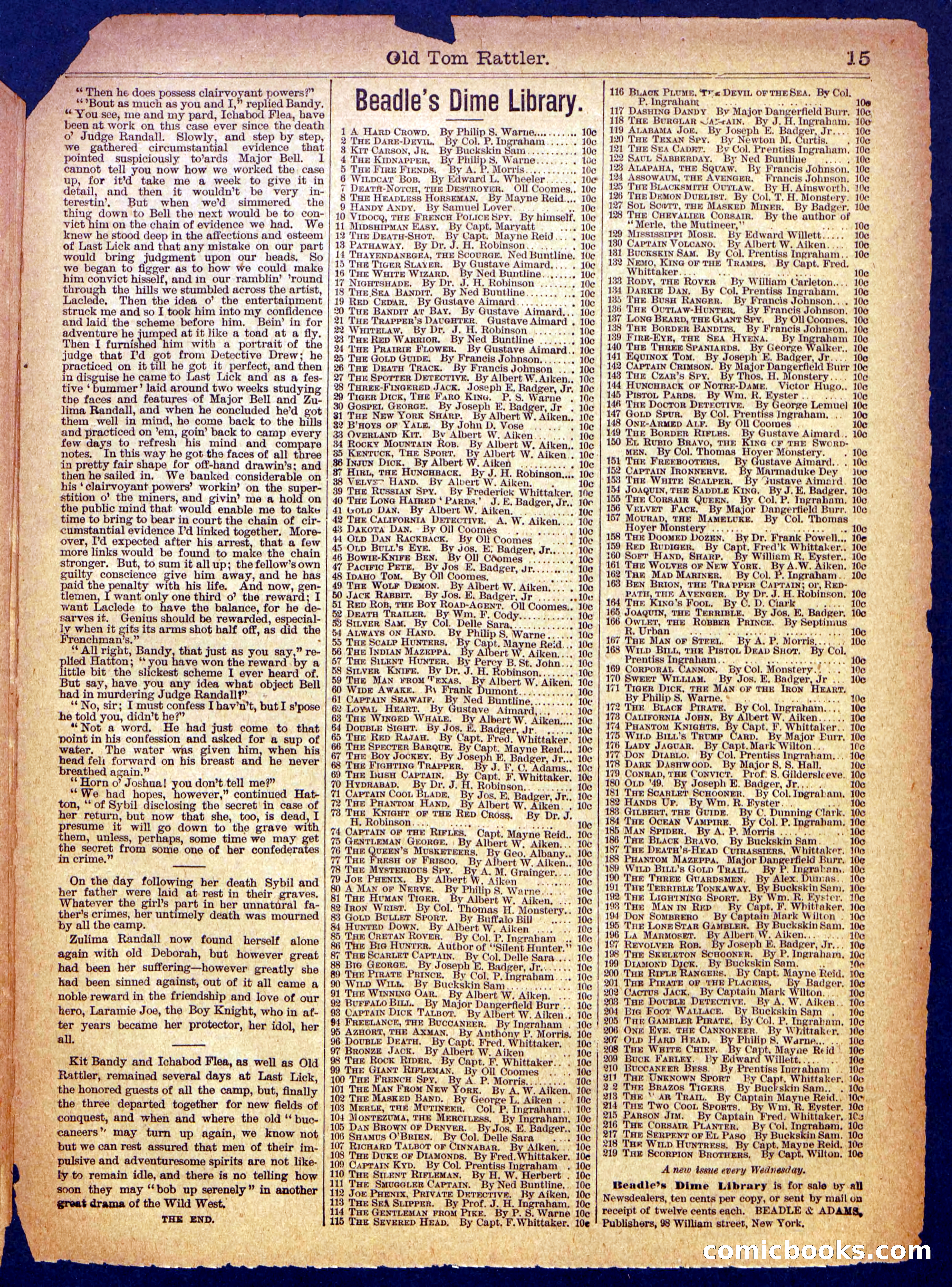 Beadle's Half Dime Library No. 478 — page 15 of 16