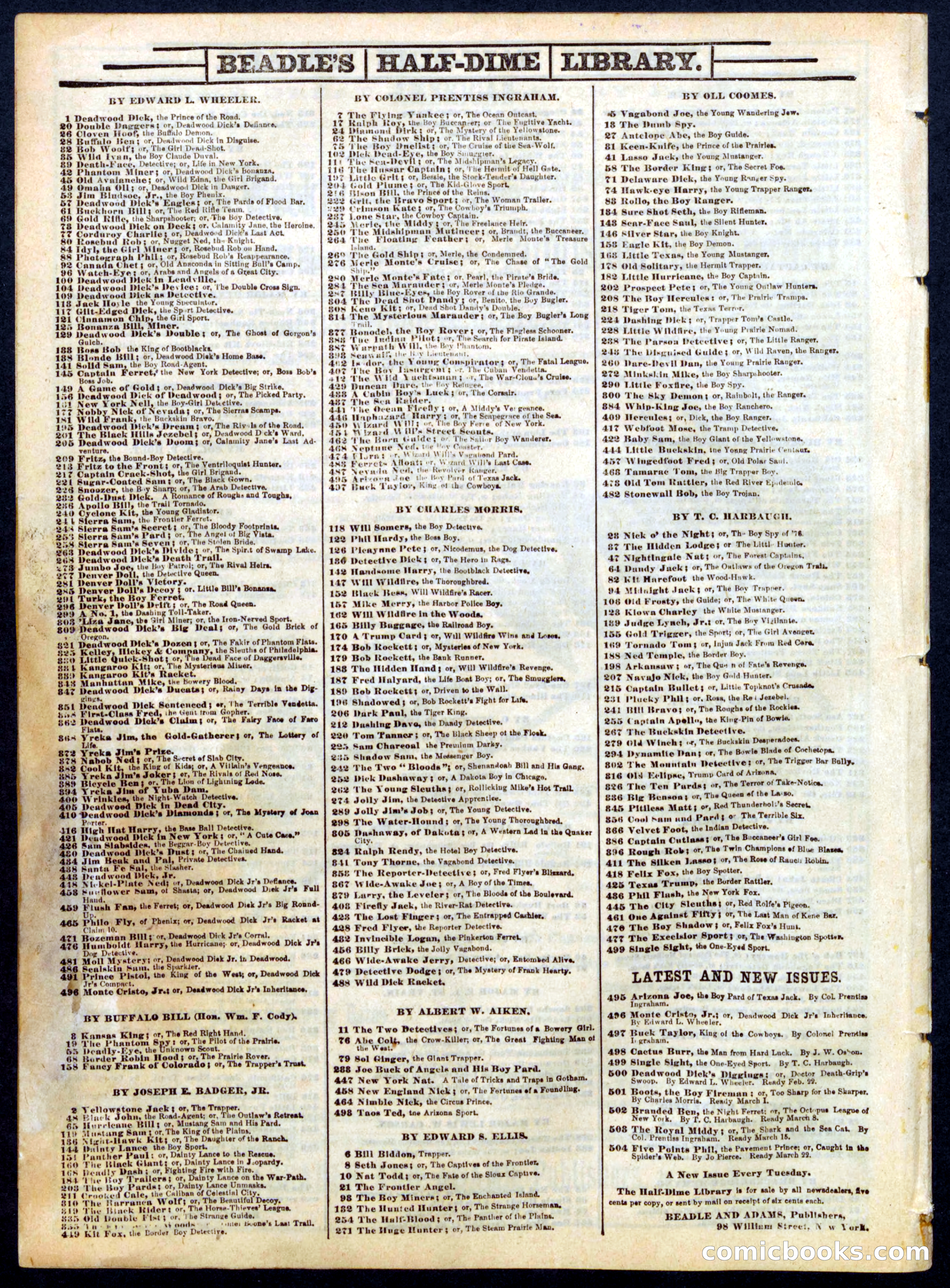 Beadle's Half Dime Library No. 499 — page 16 of 16