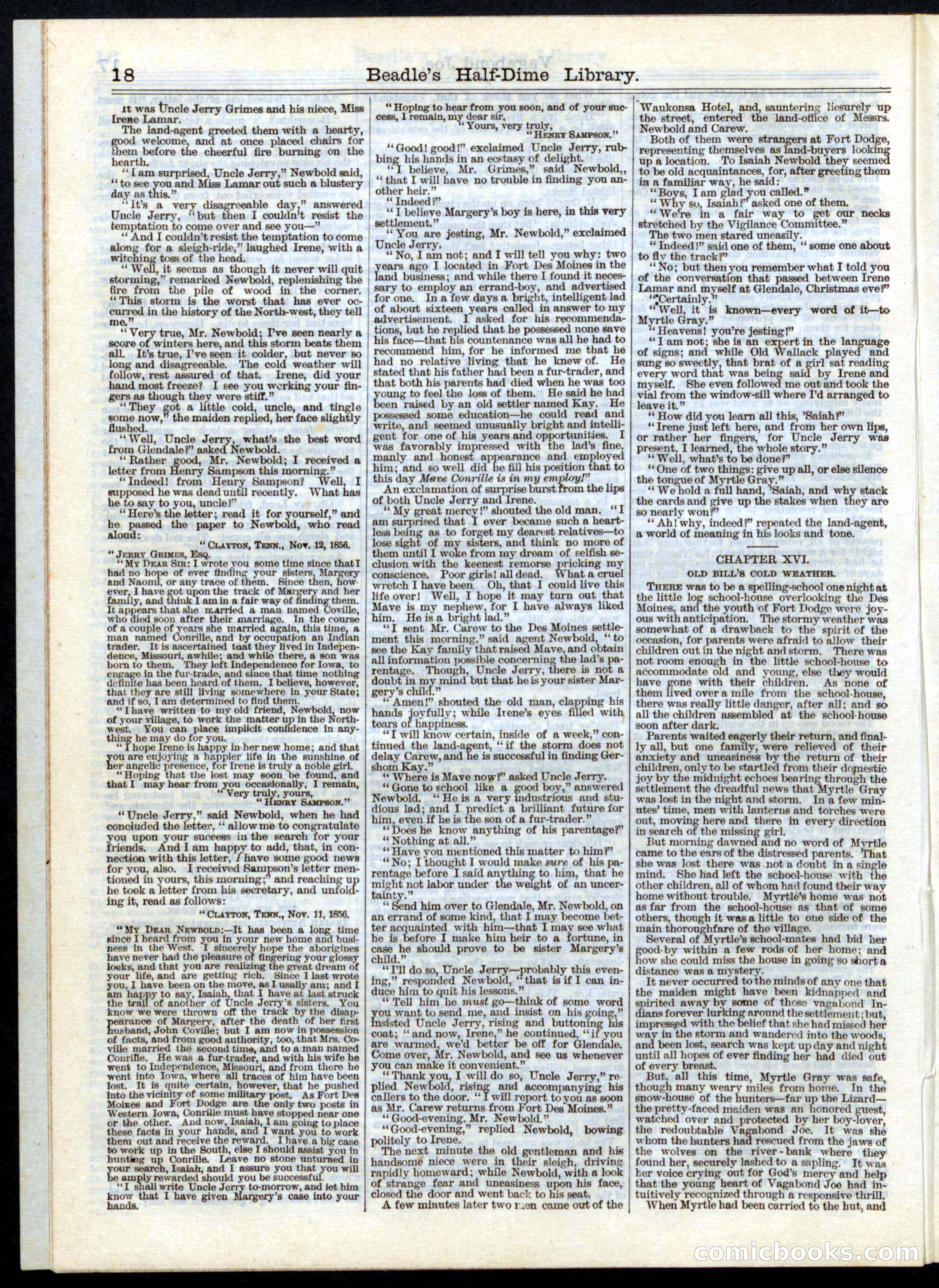 Beadle's Half Dime Library, No. 5 — page 18 of 32