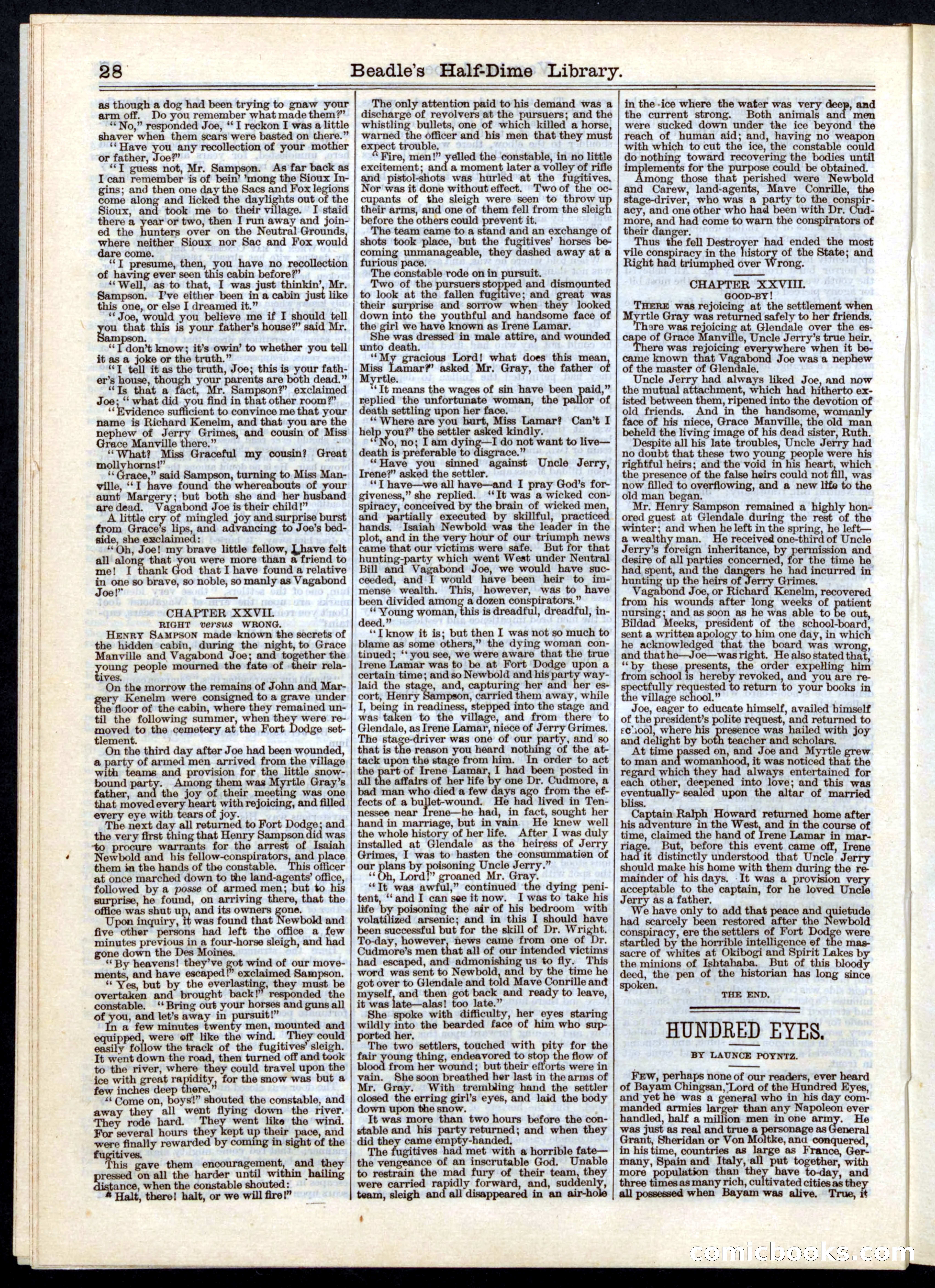 Beadle's Half Dime Library, No. 5 — page 28 of 32