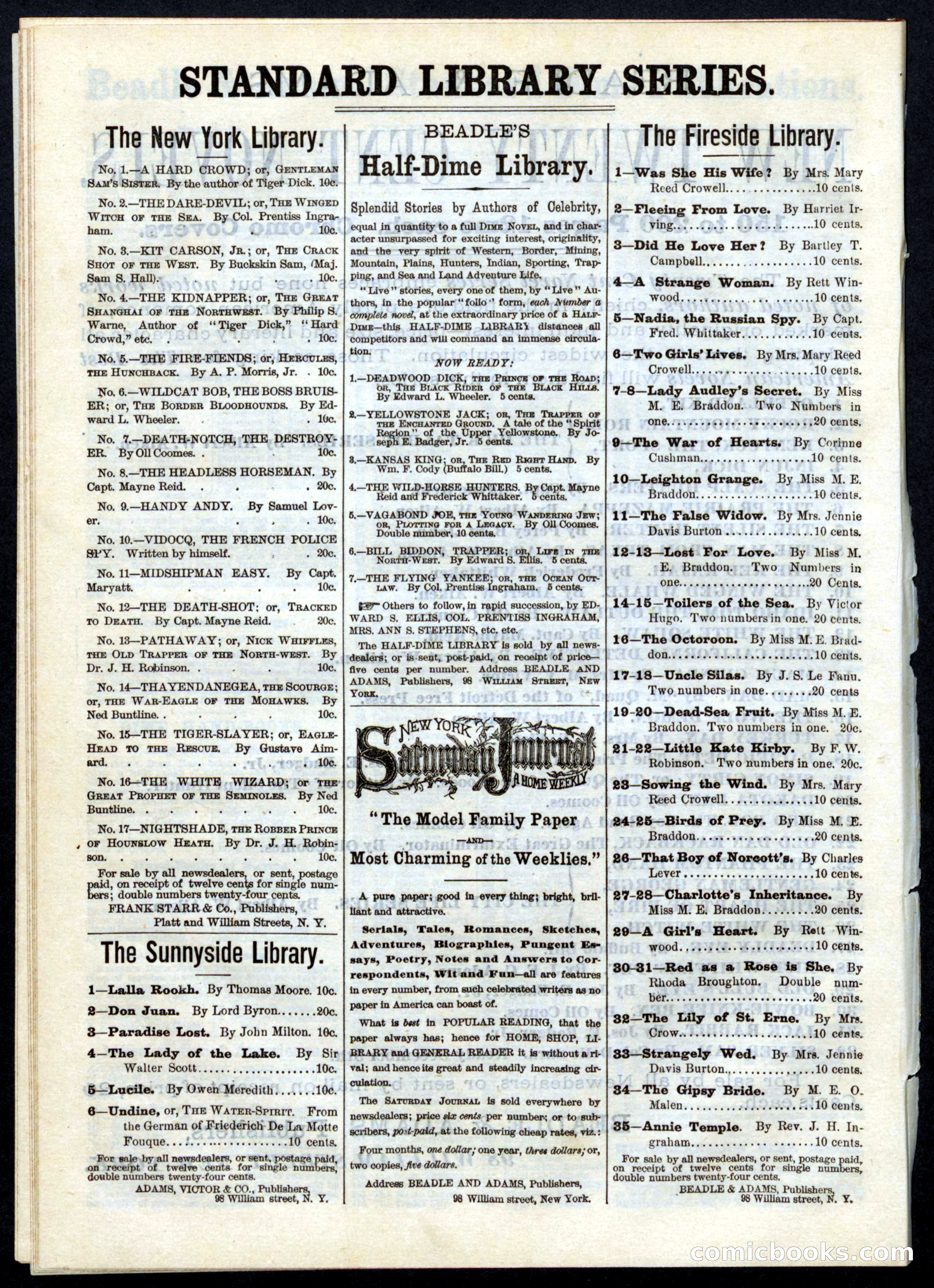 Beadle's Half Dime Library, No. 5 — page 32 of 32