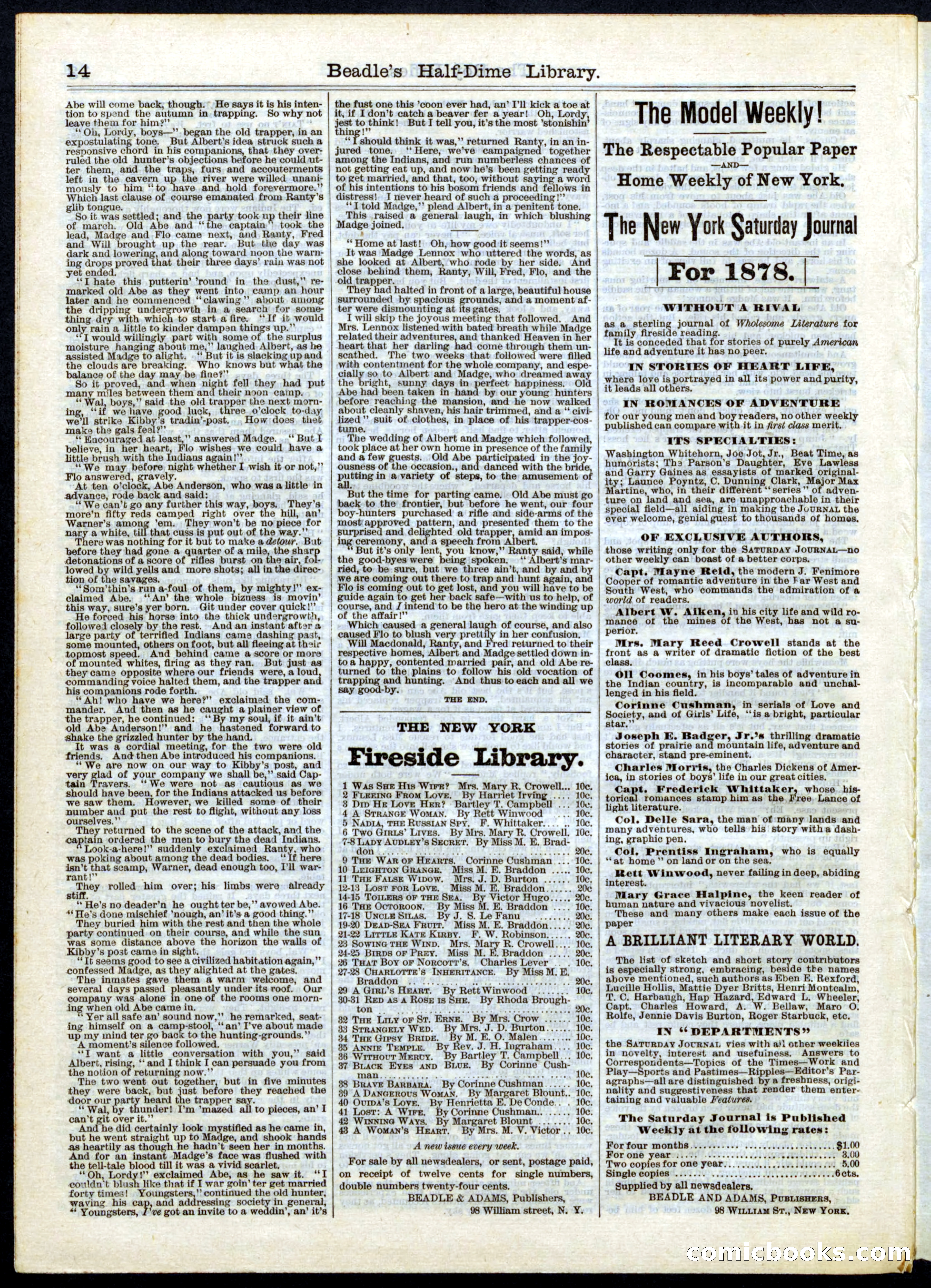 Beadle's Half Dime Library, No. 51 — page 14 of 16