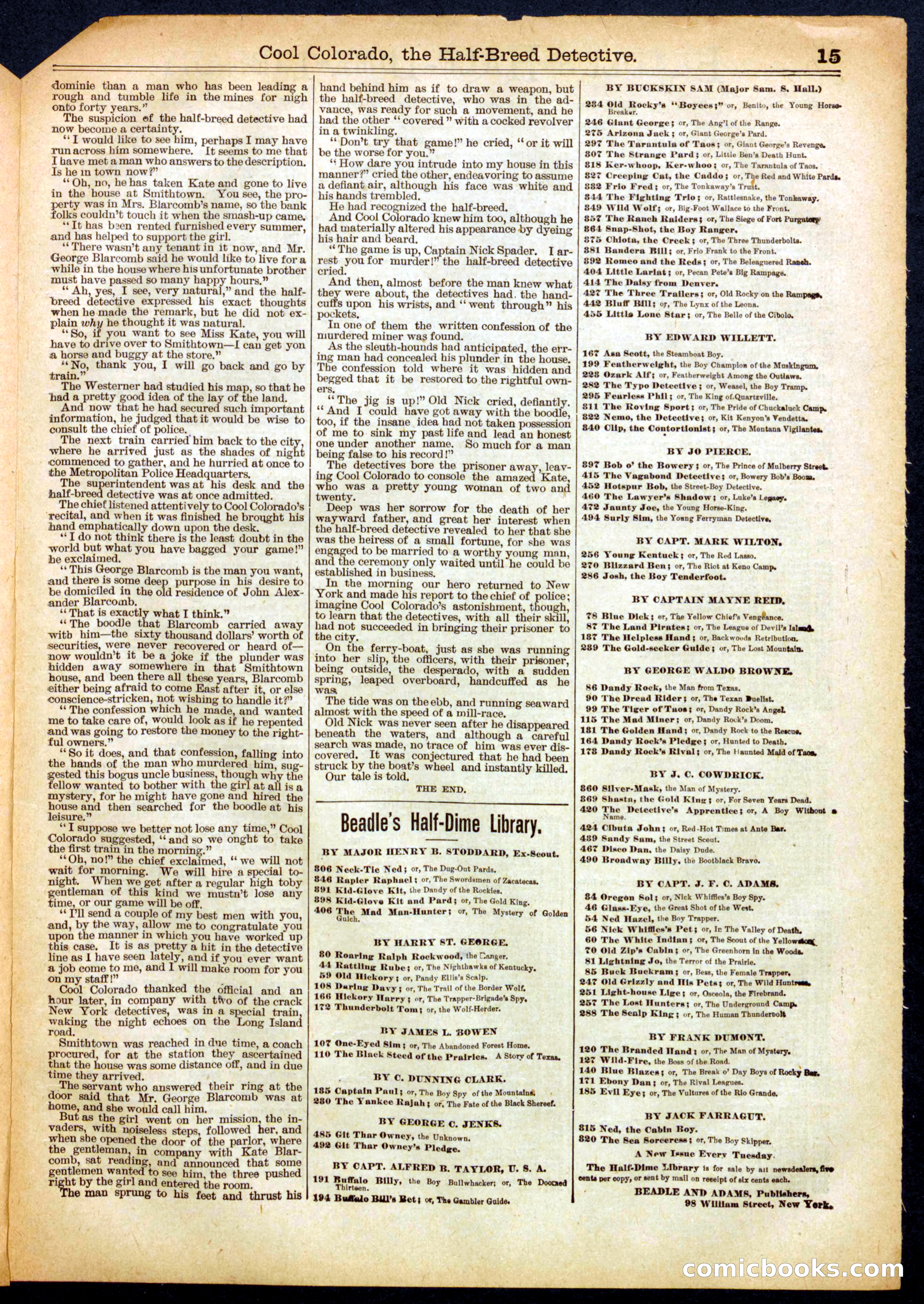Beadle's Half Dime Library, No. 510 — page 15 of 16