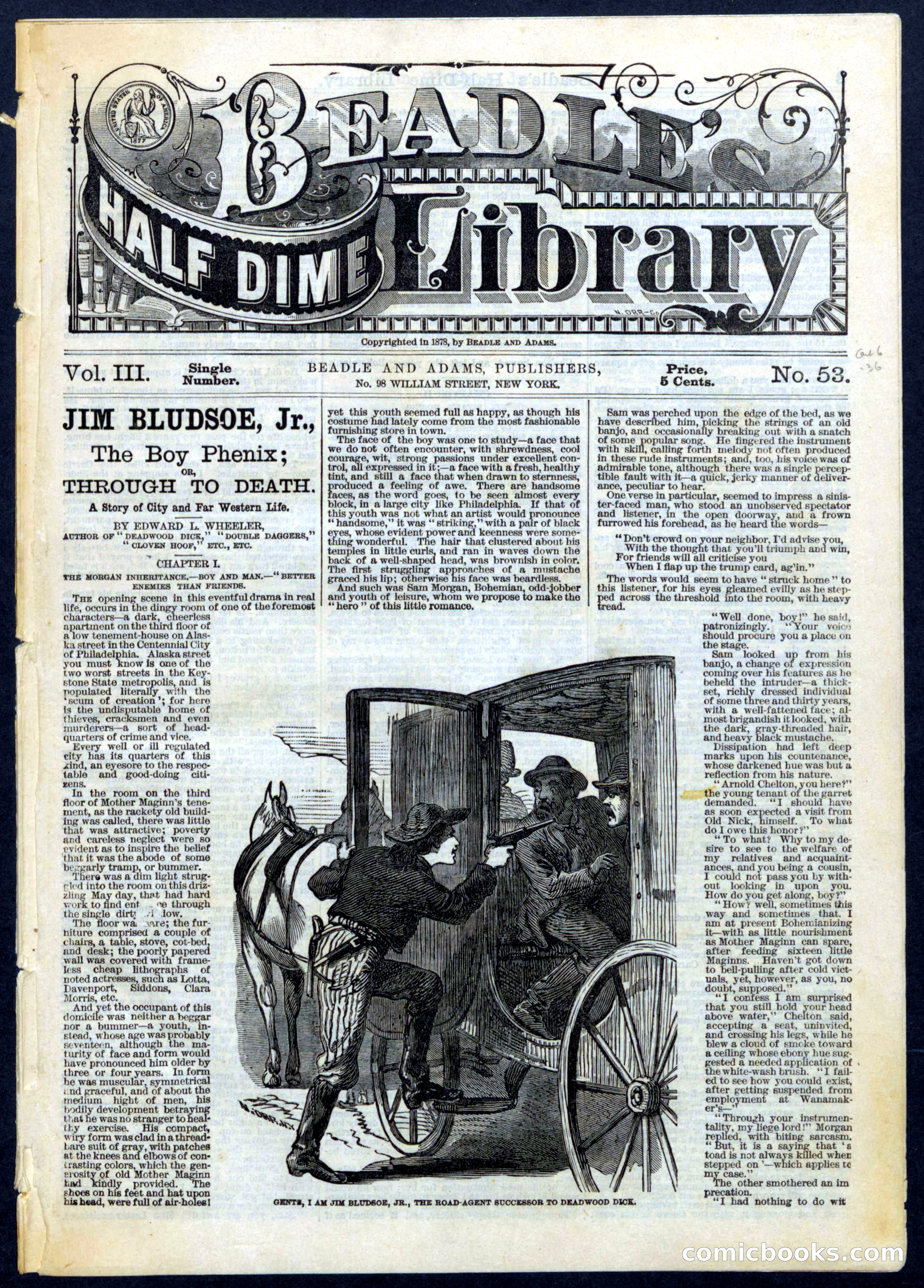 Beadle's Half Dime Library No. 53 — page 1 of 16