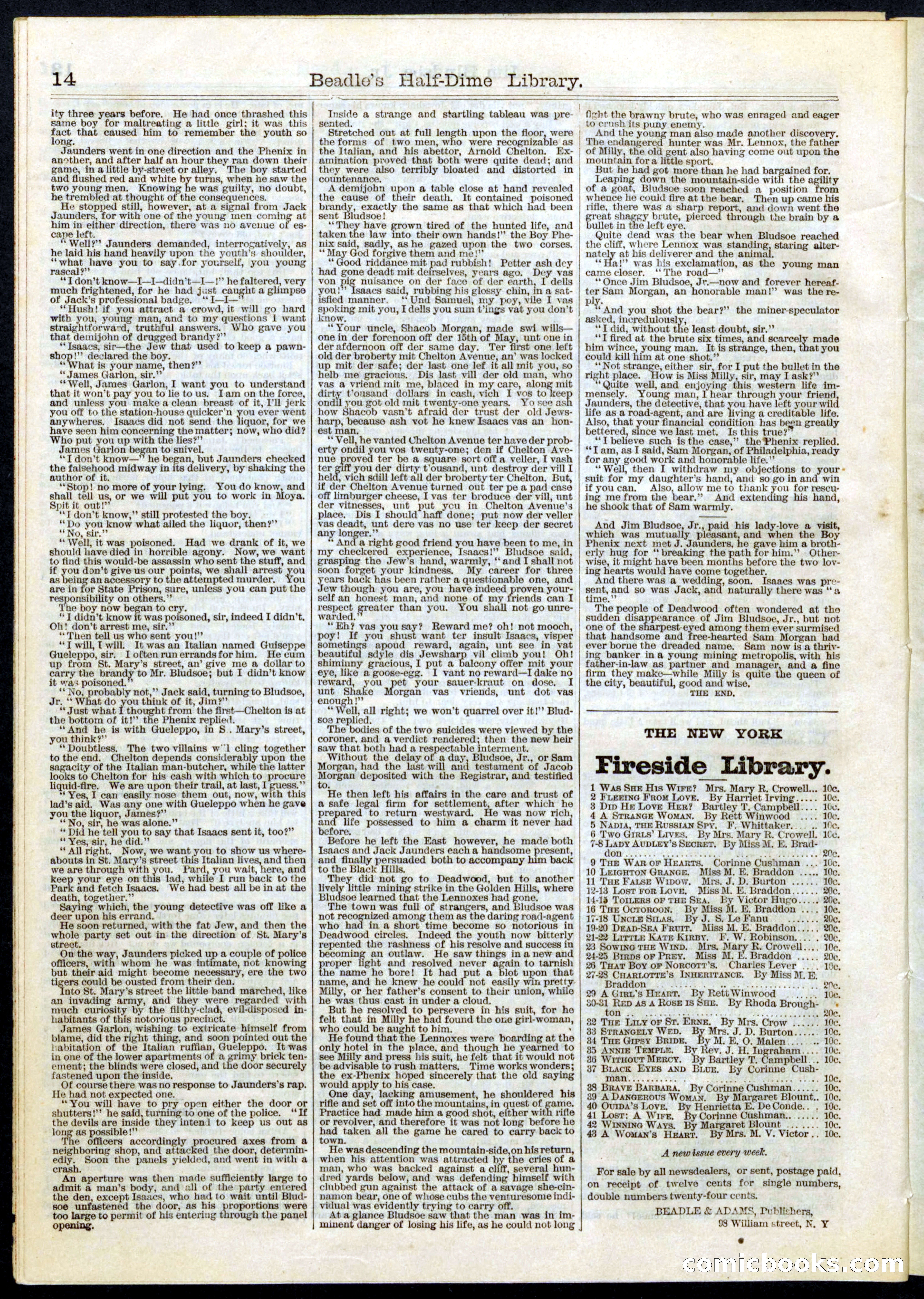 Beadle's Half Dime Library No. 53 — page 14 of 16