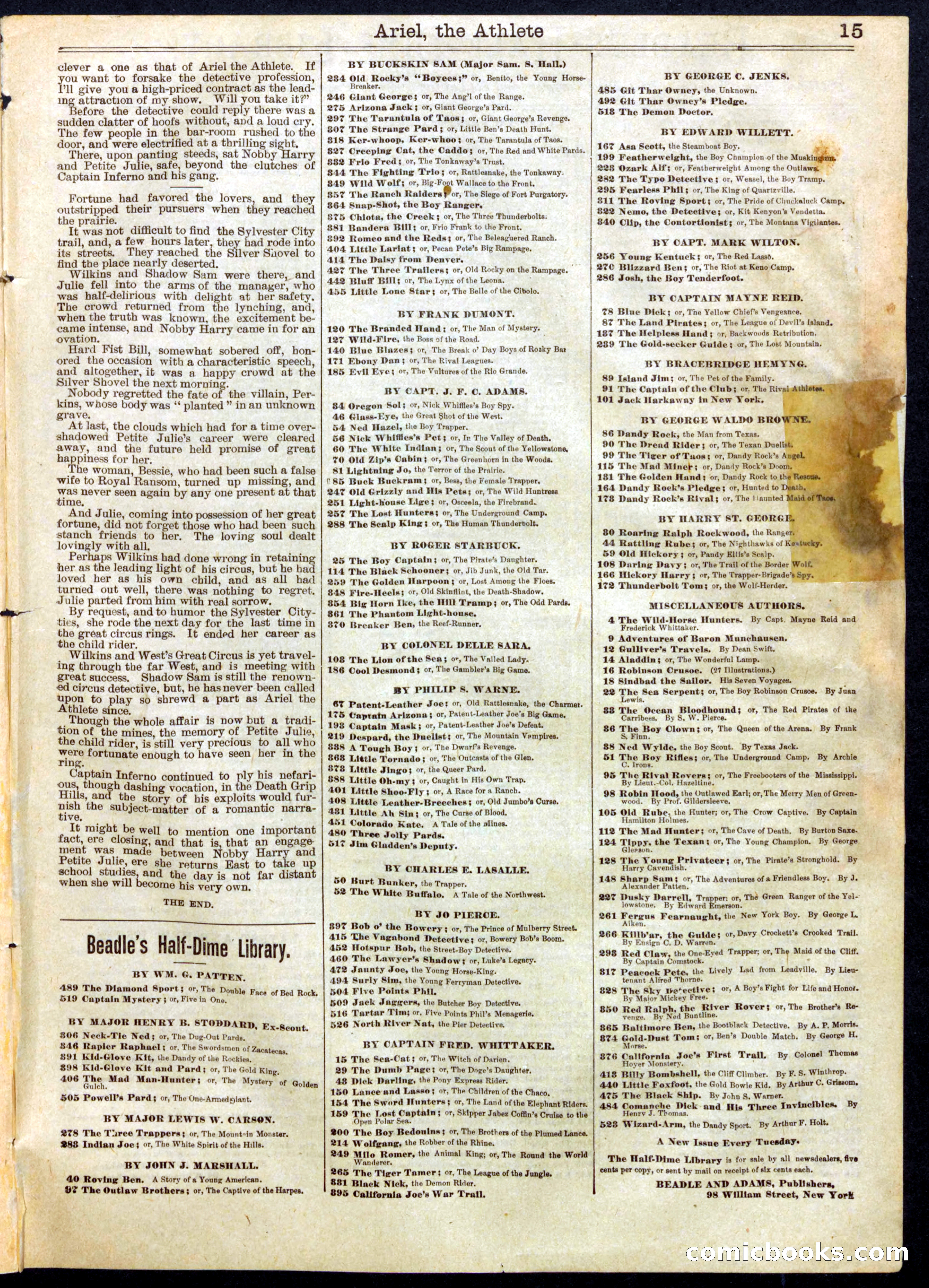 Beadle's Half Dime Library, No. 552 — page 15 of 16