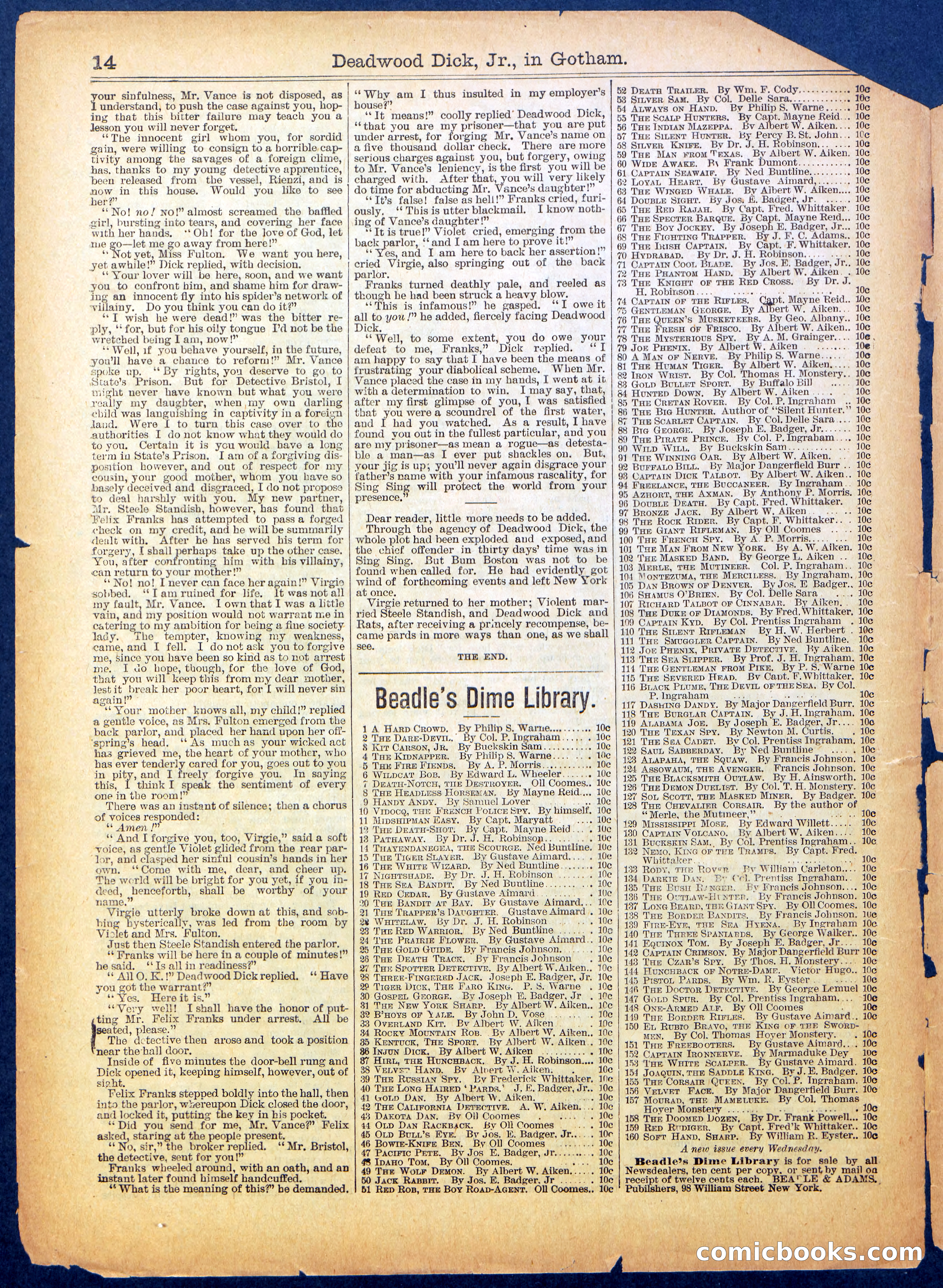 Beadle's Half Dime Library, No. 554 — page 14 of 16
